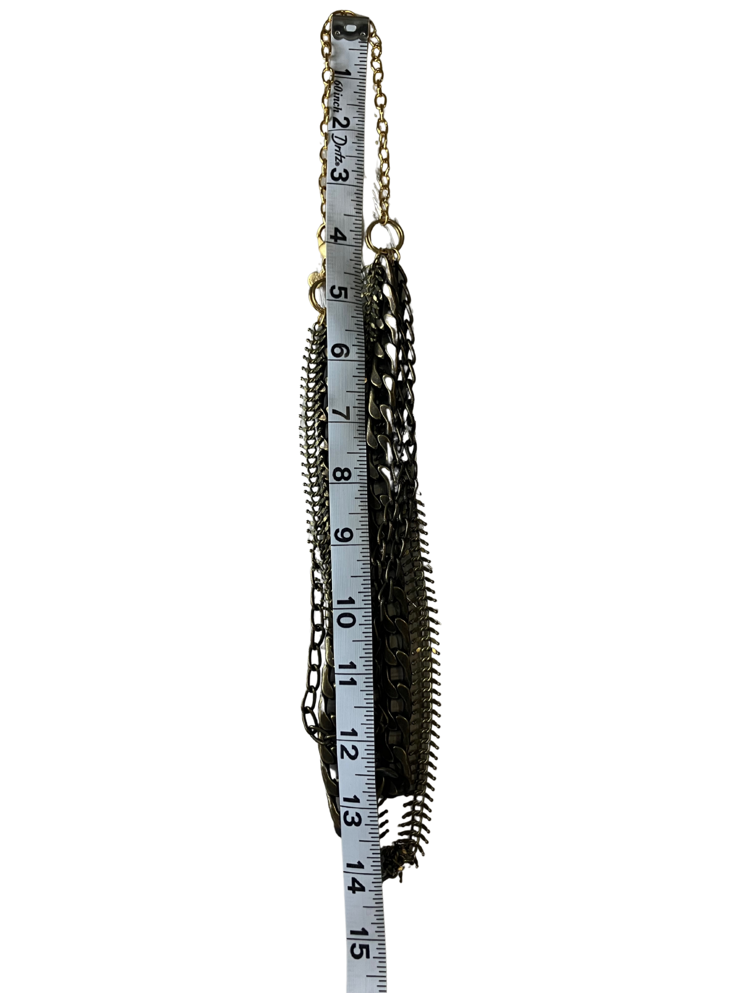 David Aubrey Multi-Layer Statement Necklace Antique Gold Bronze Chains