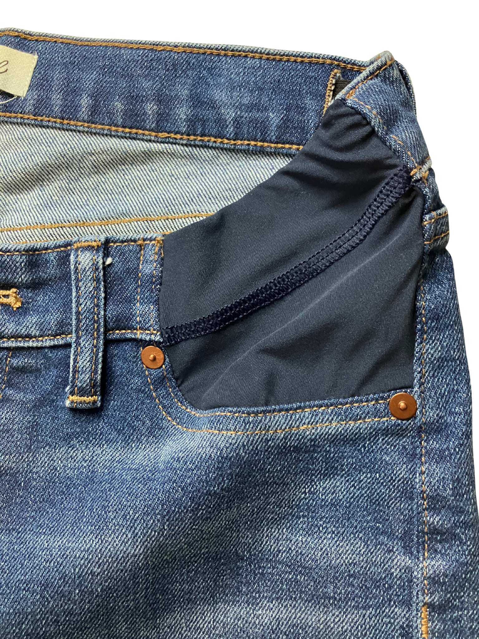 Madewell Maternity Classic Straight Jeans Size 27 Side Panel Stretch Denim