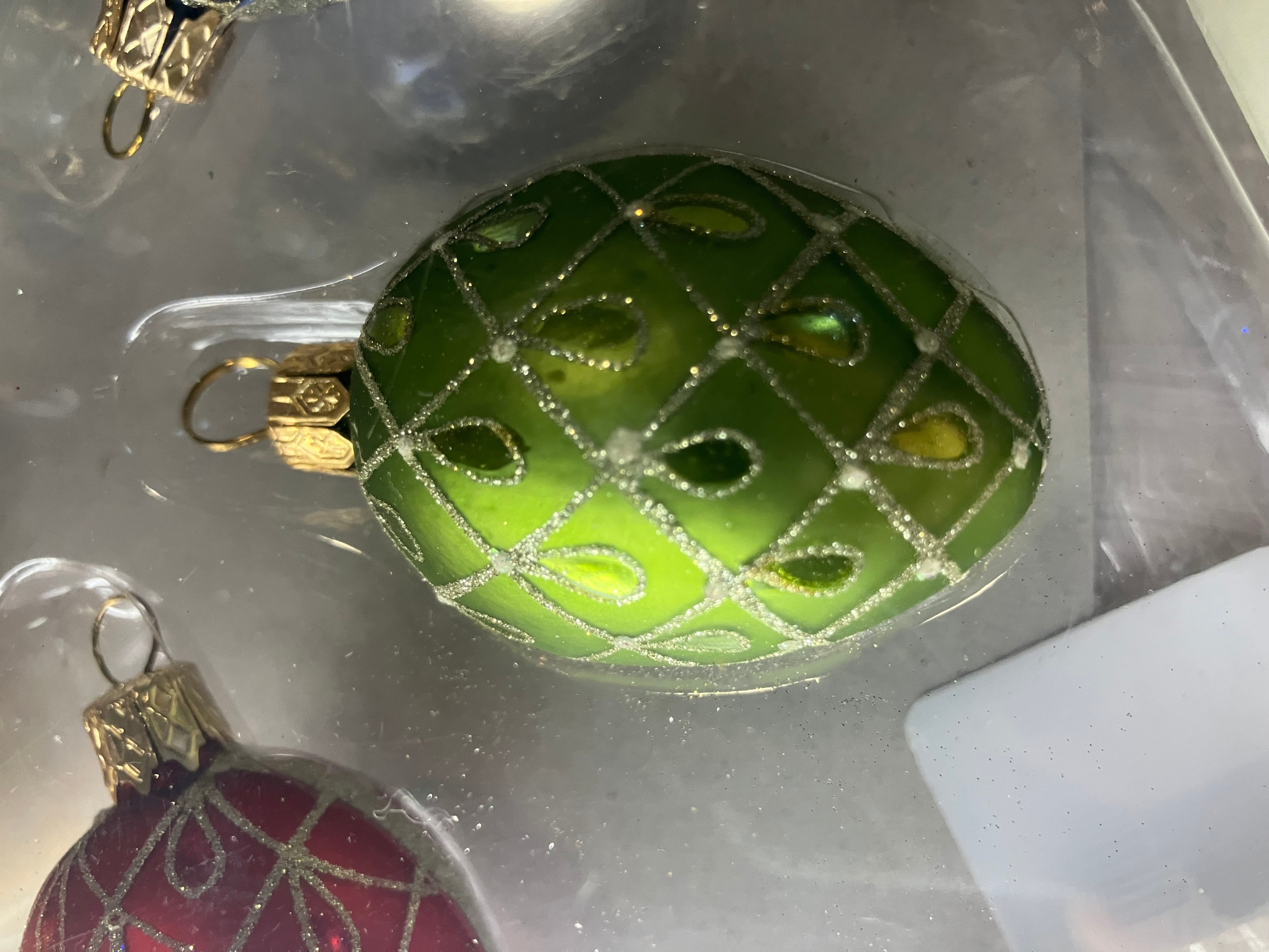 Hand Painted Polish Glass Egg Ornaments Set of 6 Multicolor European Vintage