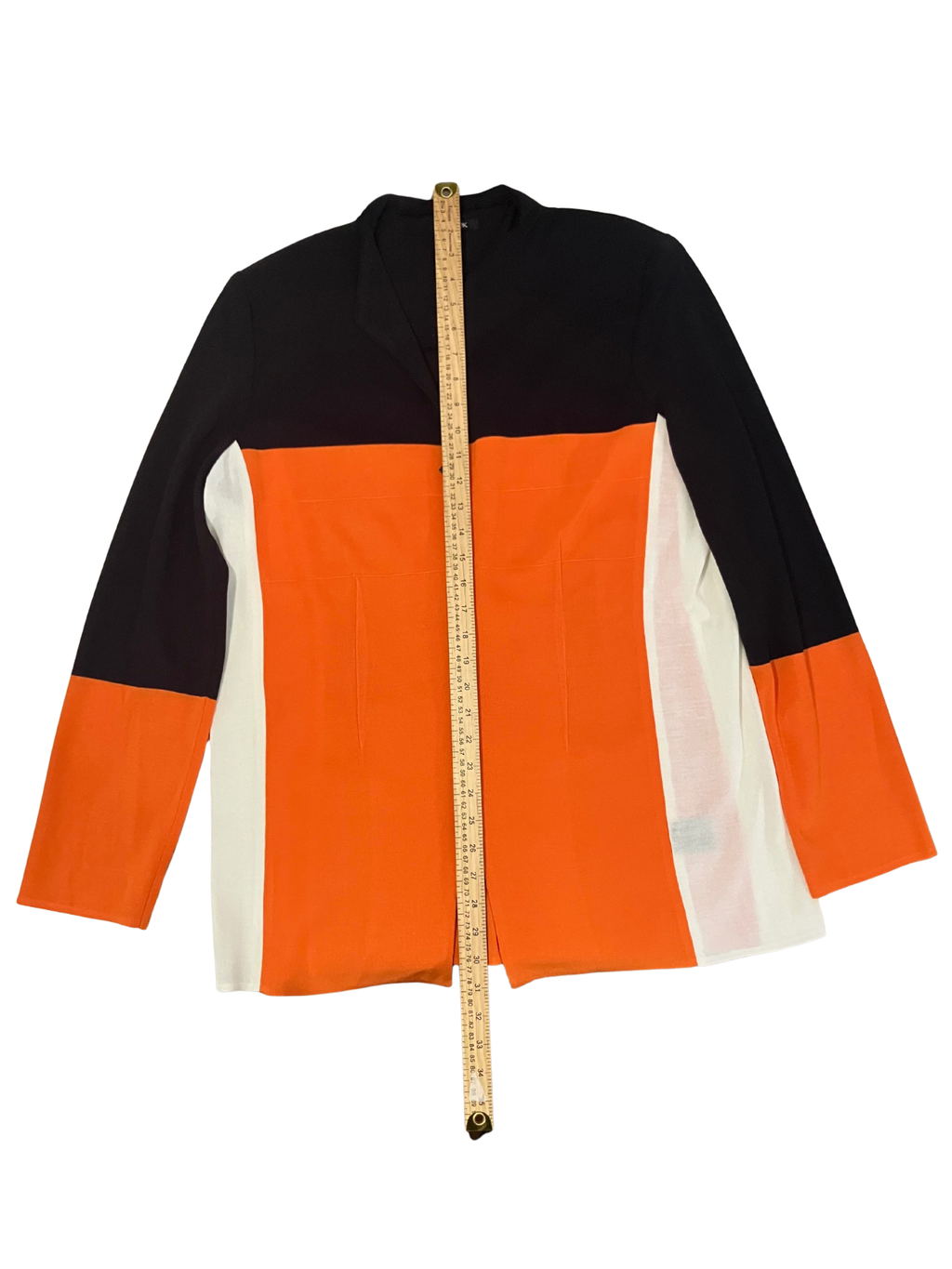 Misook Colorblock Knit Jacket – Black Orange White – Women's XL