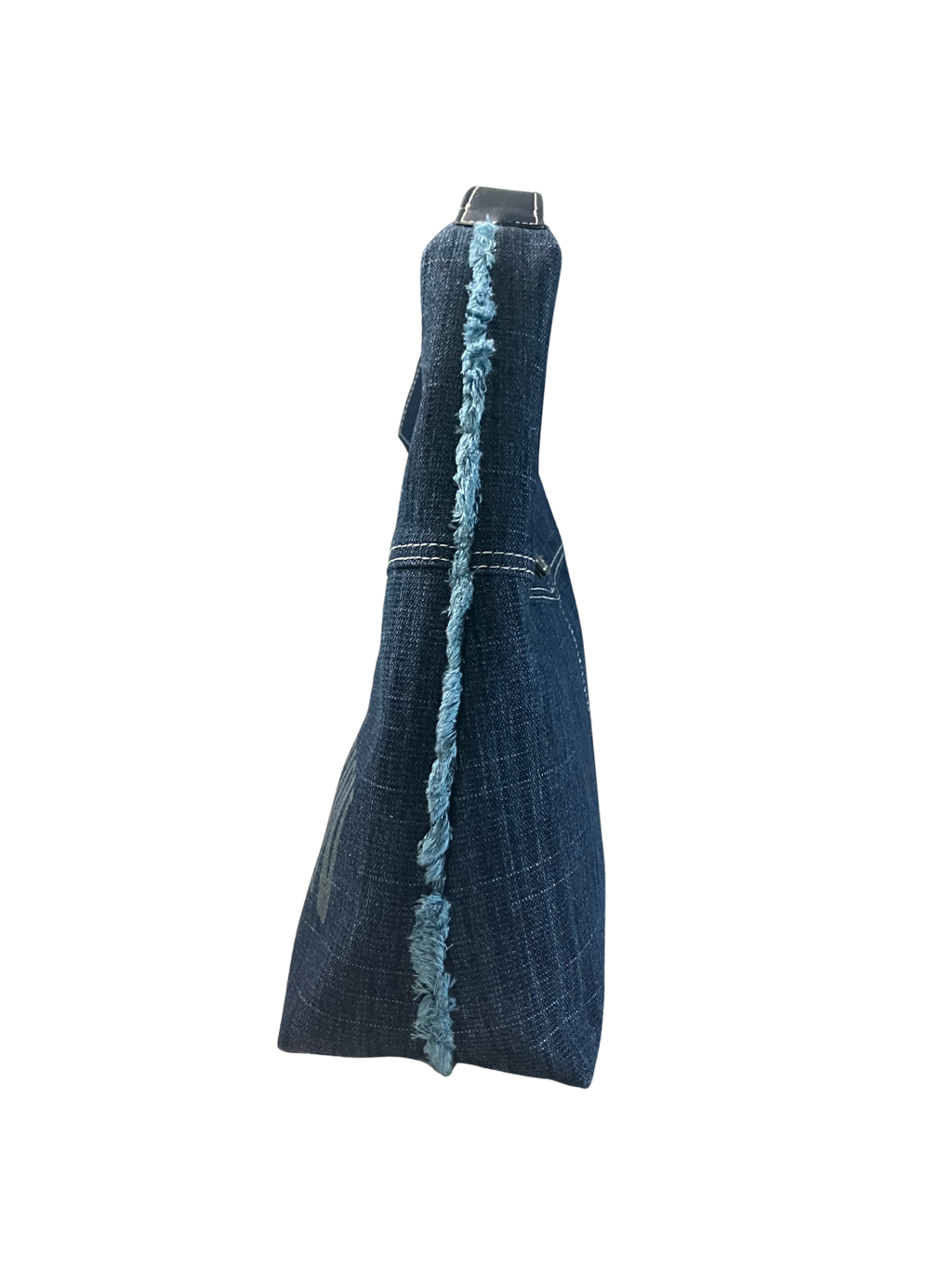 True Religion Brand Jeans Denim Hobo Handbag Horseshoe Hardware Dark Blue