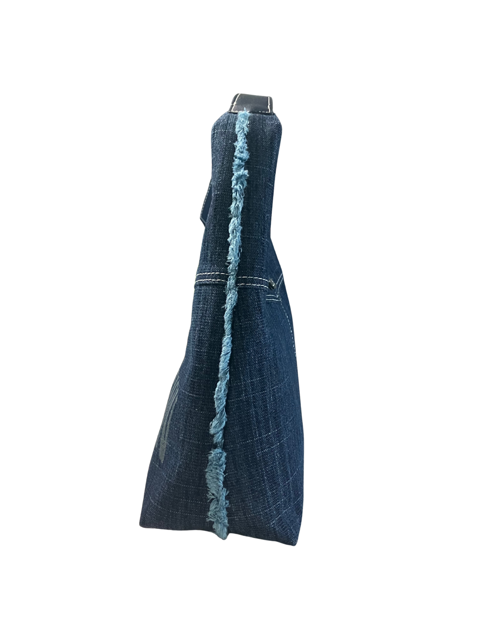 True Religion Brand Jeans Denim Hobo Handbag Horseshoe Hardware Dark Blue