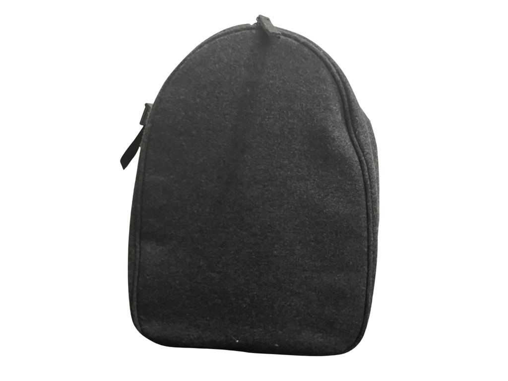 BOSS Parfums Gray Felt Duffel Bag with Striped Handles Travel Gym Bag