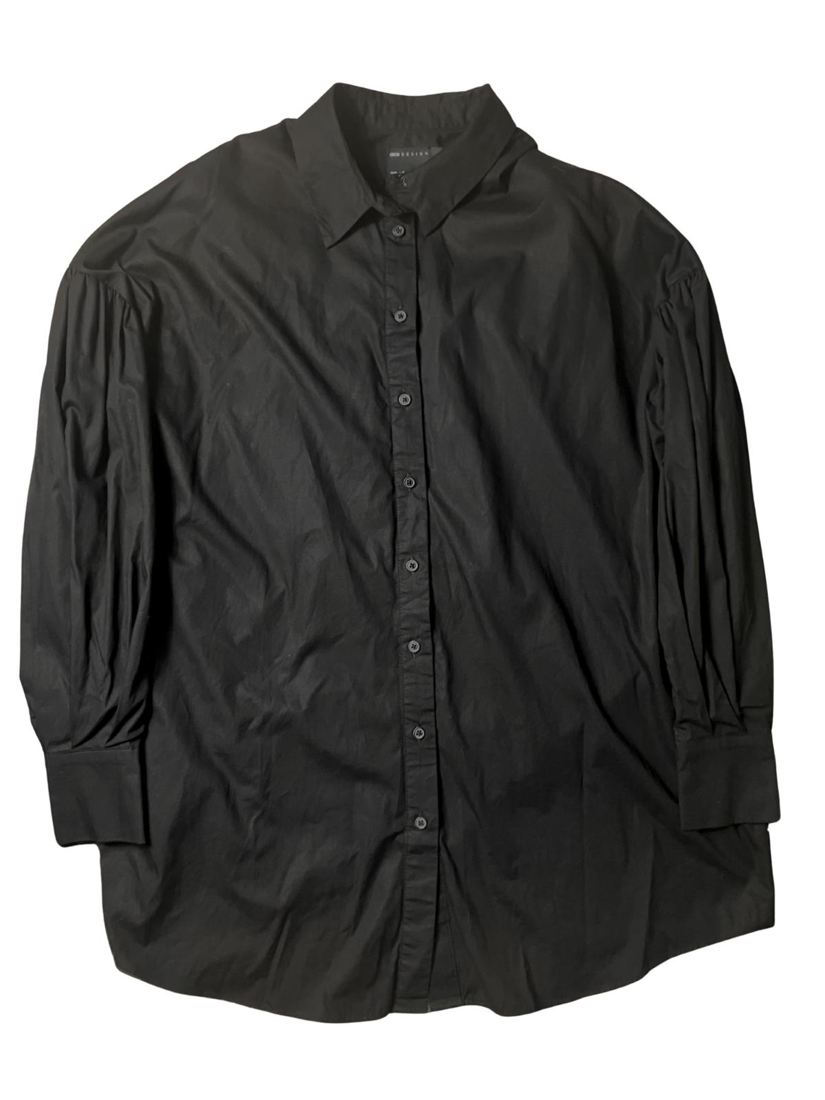 ASOS Design Black Oversized Shirt Dress Cotton Button Front