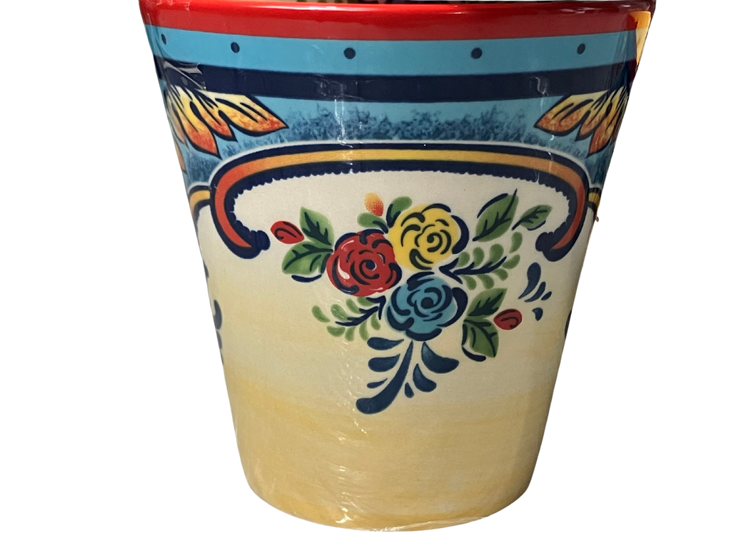 Euro Ceramica Hand-Painted Floral Mug & Bowl Set - 4 Mugs + 1 Bowl