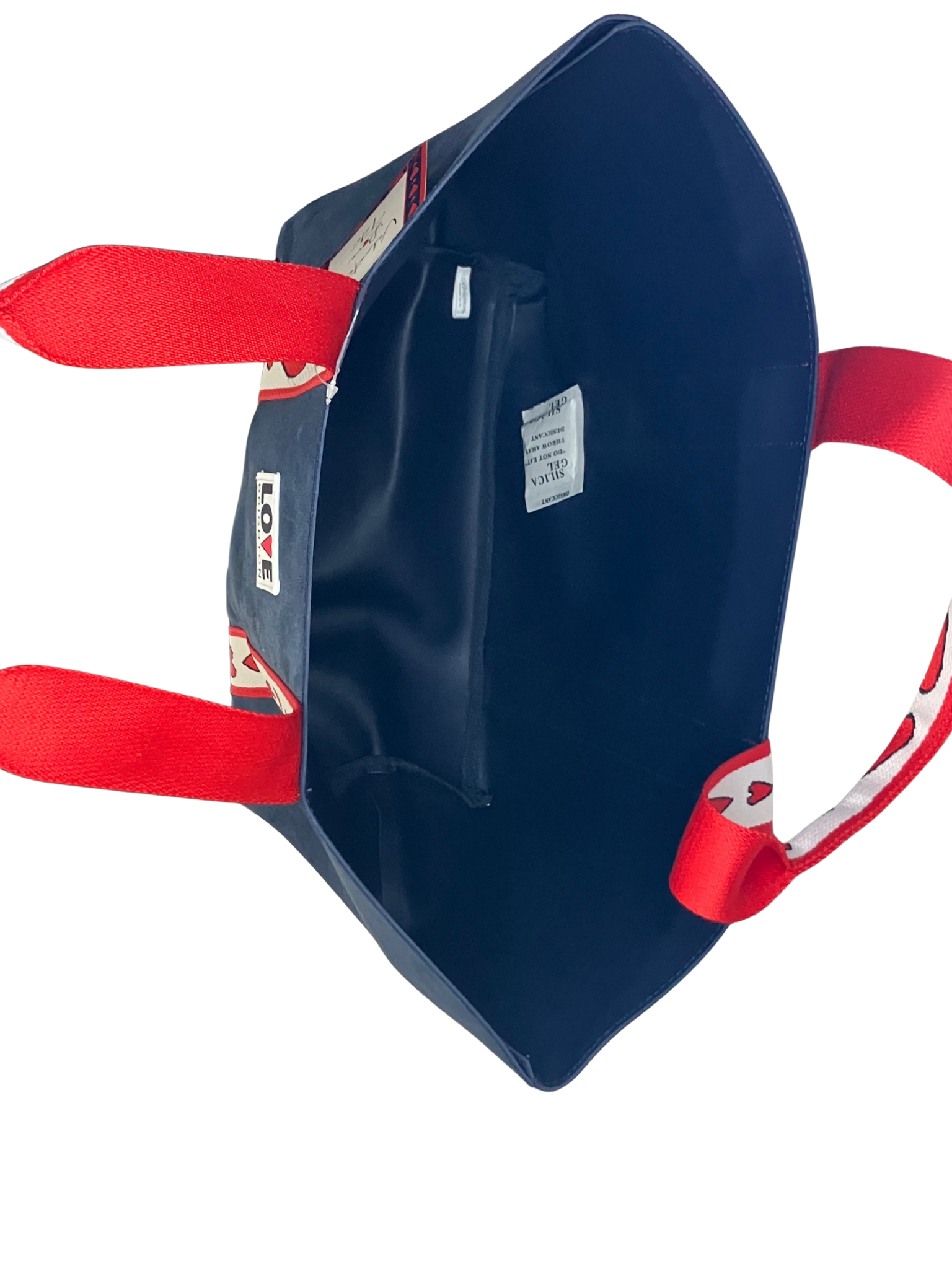 Brighton Love Valentine Tote Bag Navy Blue with Red Hearts - Canvas Shoulder Bag