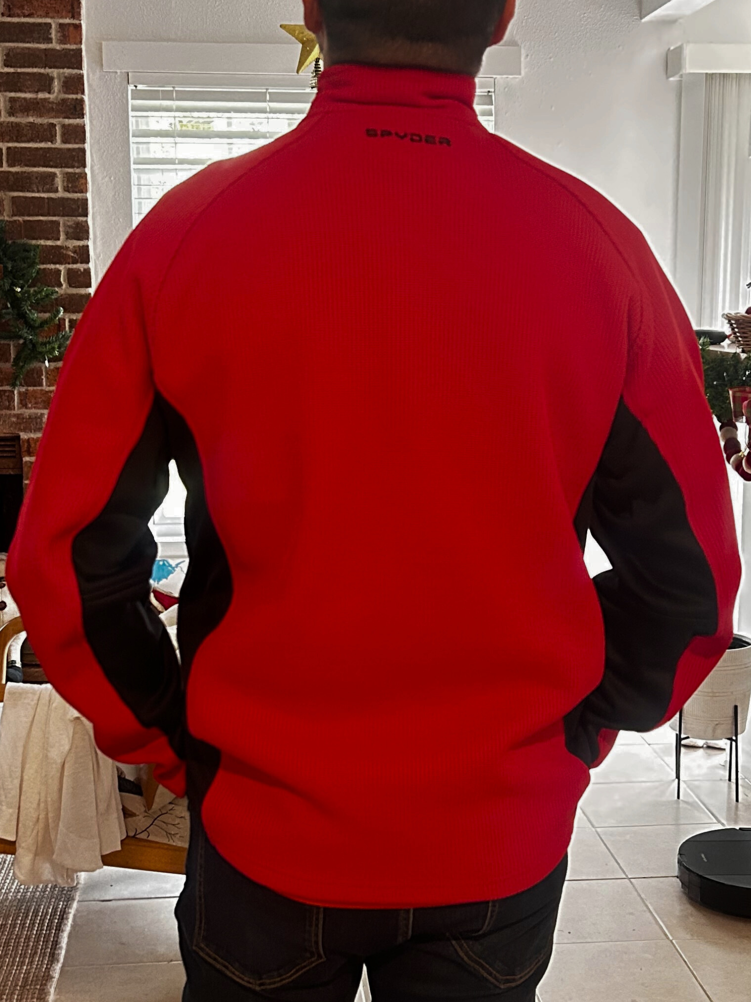 Spyder Men's Quarter-Zip Pullover Red Black Fleece Outdoor M