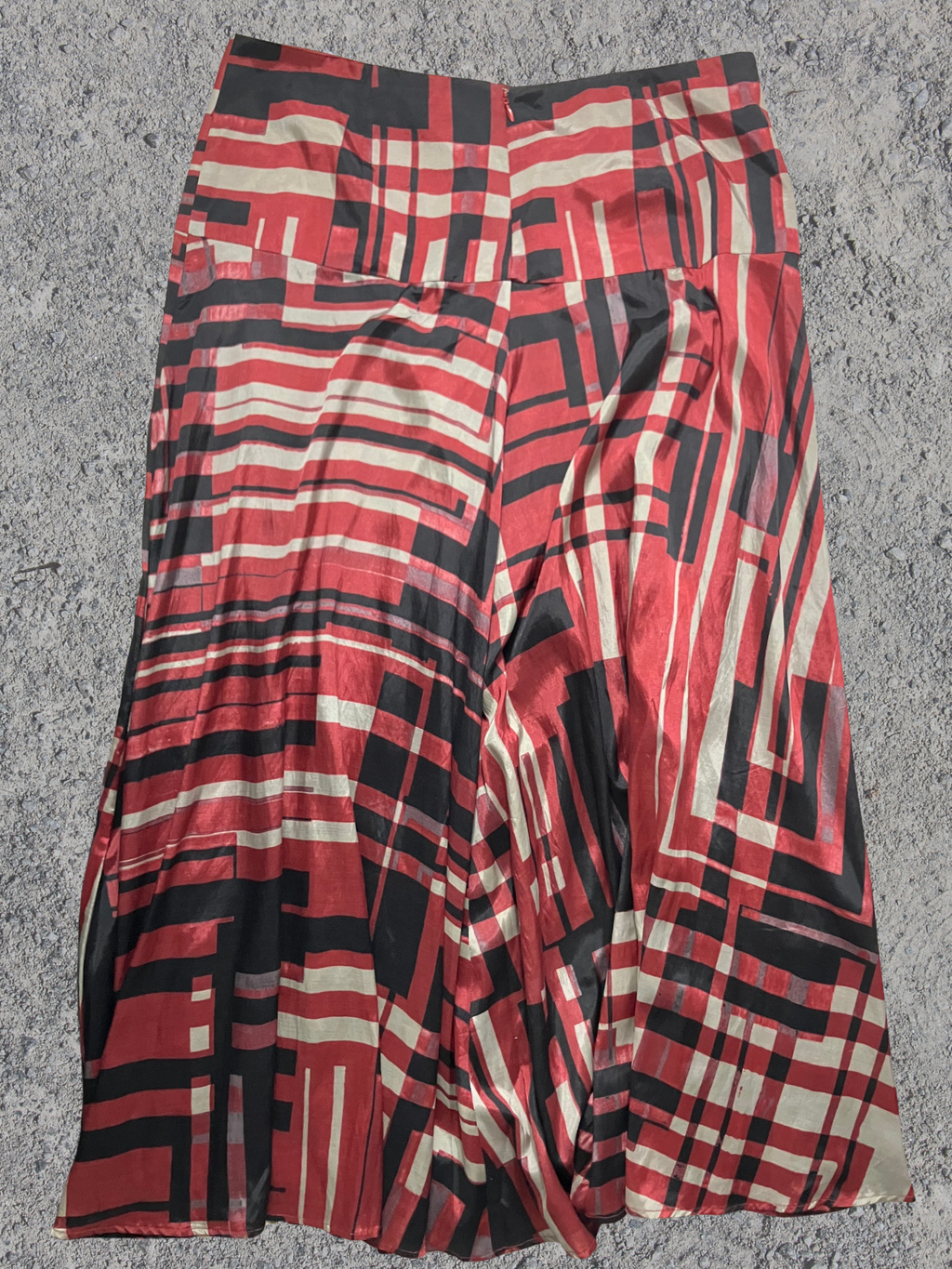 Peruvian Connection — Maxi Skirt | Art Deco geometric print, drop waist · Sz 16