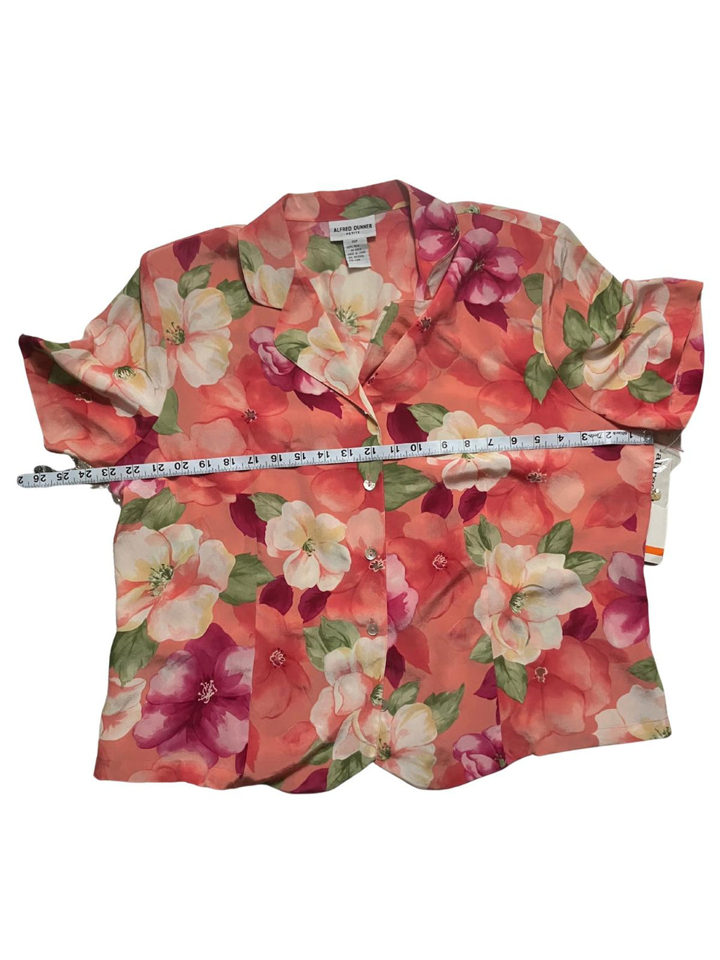 Alfred Dunner Women's Floral Short Sleeve Button-Up Shirt