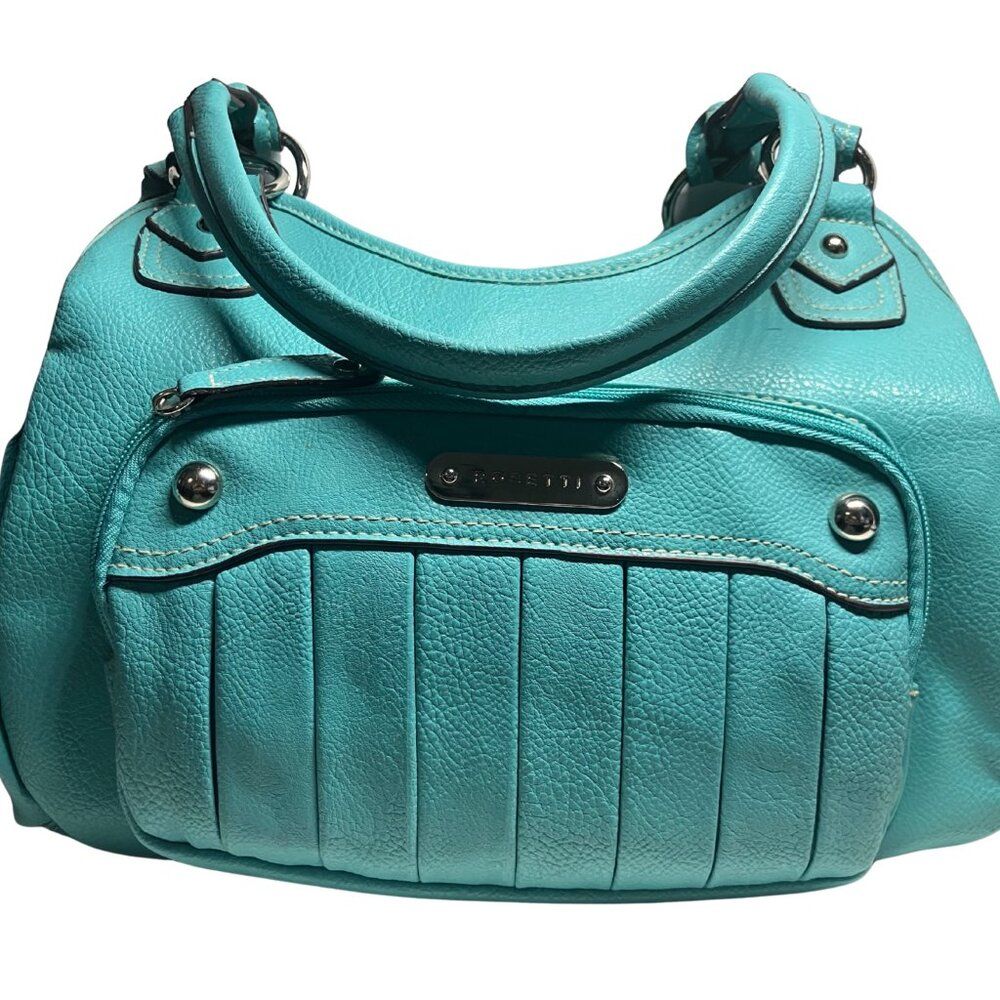 Rosetti Aqua Blue Handbag Purse with Matching Wallet Faux Leather Satchel