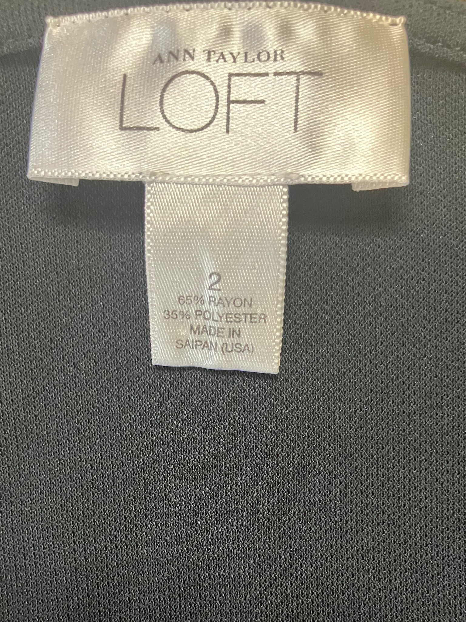 Ann Taylor LOFT Black Faux Wrap Sheath Dress Deep V-Neck Size 2