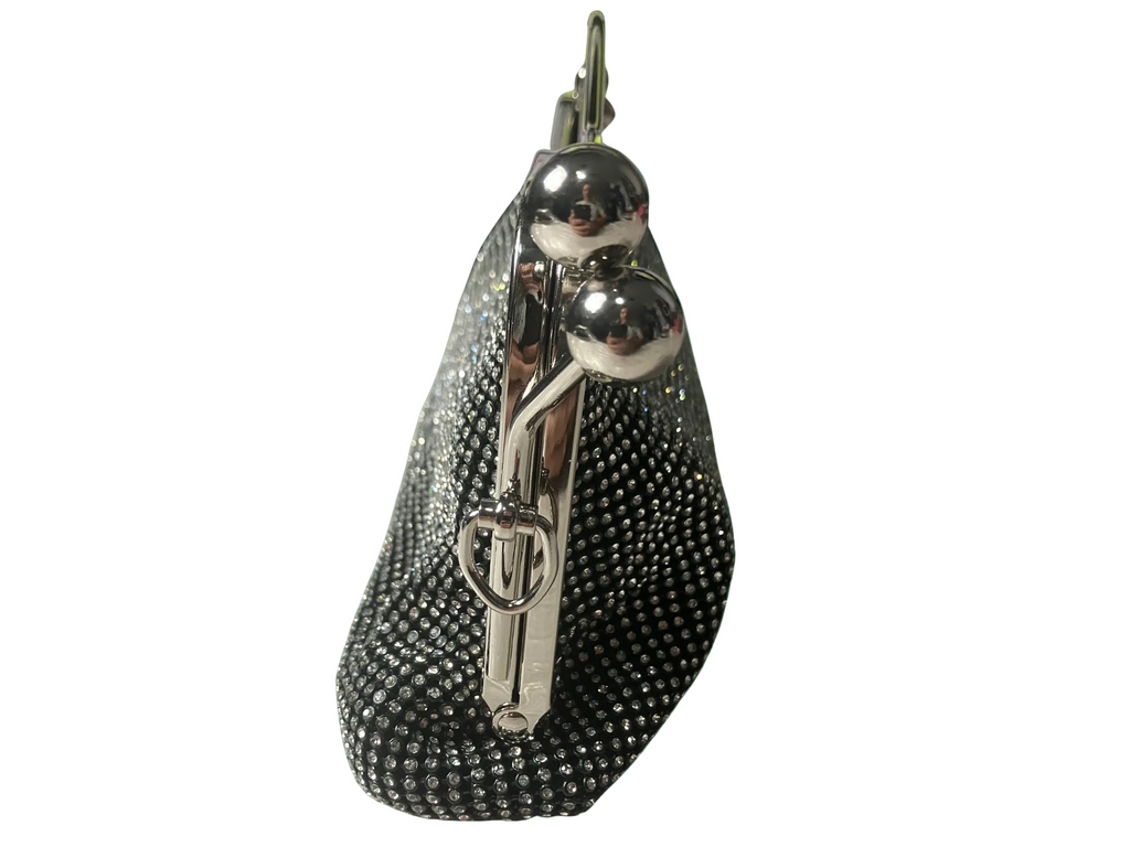 Like Dreams — Clutch Bag | Rhinestone mesh, silver-tone hardware · Sz OS