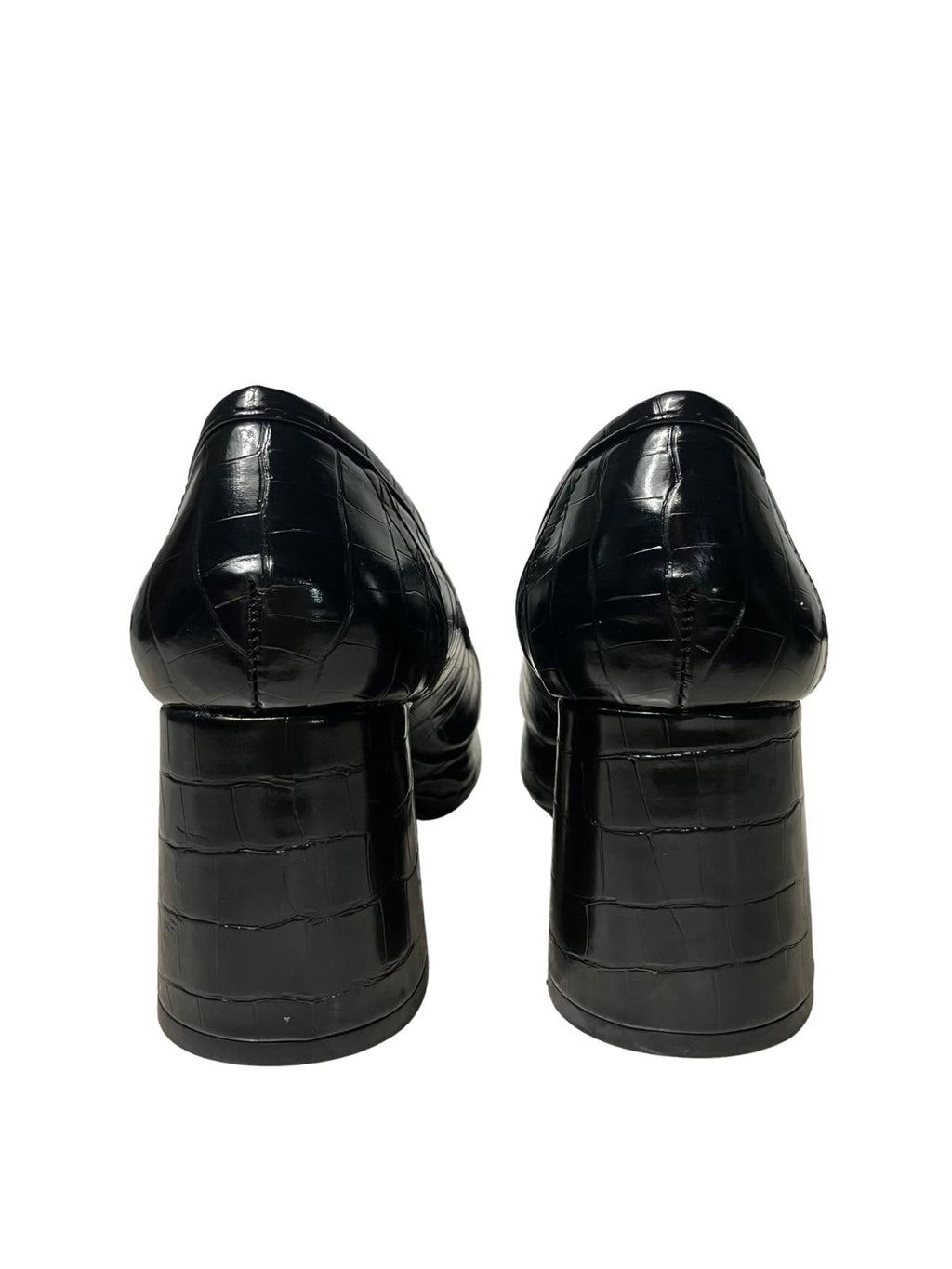 ASOS Design Croc Embossed Platform Loafers Black UK4