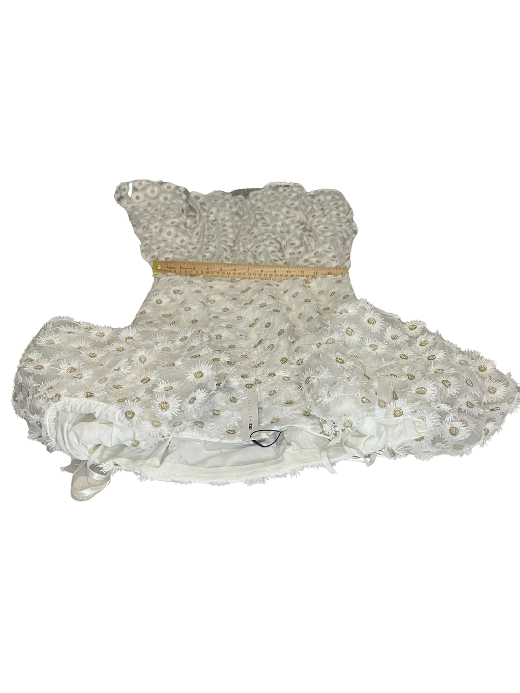 ASOS EDITION Ivory Embroidered Daisy Midi Dress UK 8 / US 4 – NWT Puff Sleeve