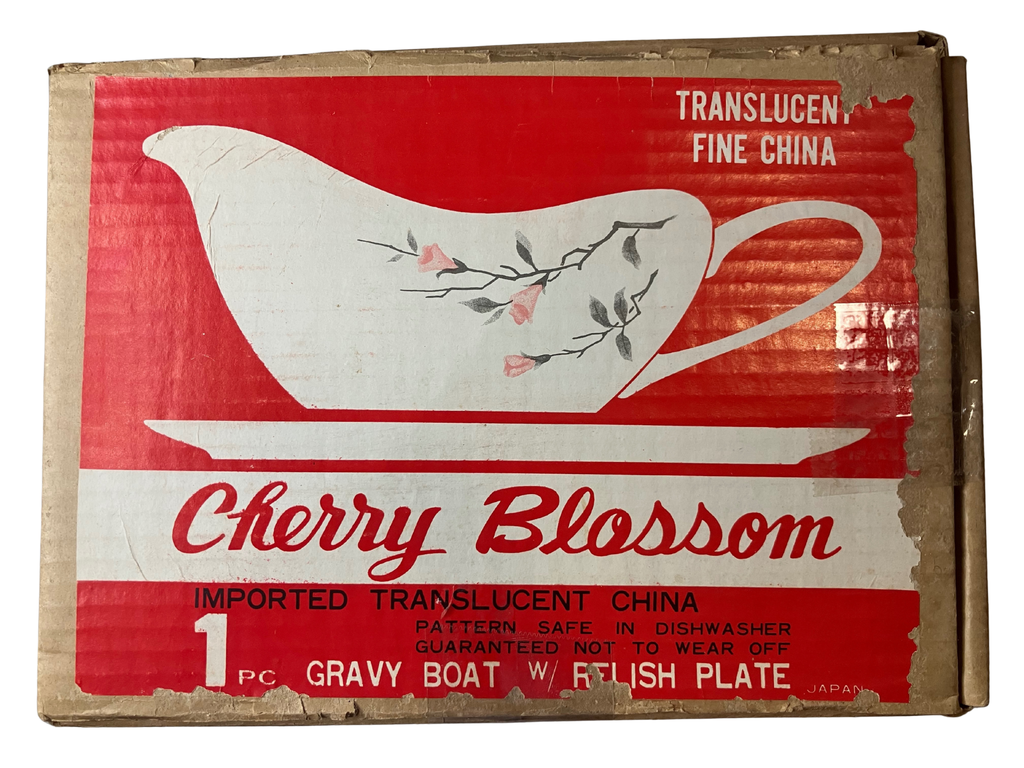 Cherry Blossom Fine China Gravy Boat w/ Underplate 1067 Japan Vintage Set