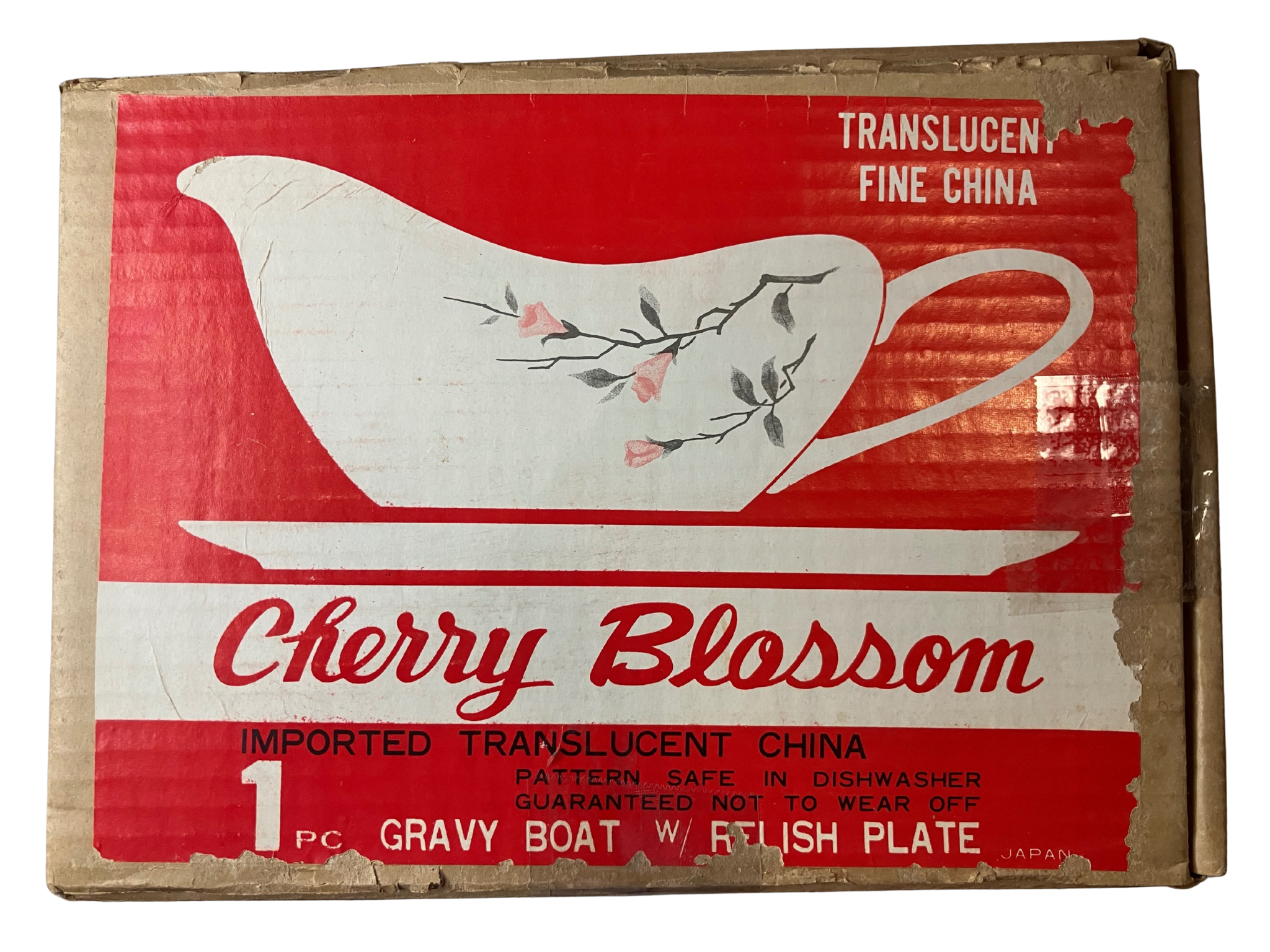 Cherry Blossom Fine China Gravy Boat w/ Underplate 1067 Japan Vintage Set