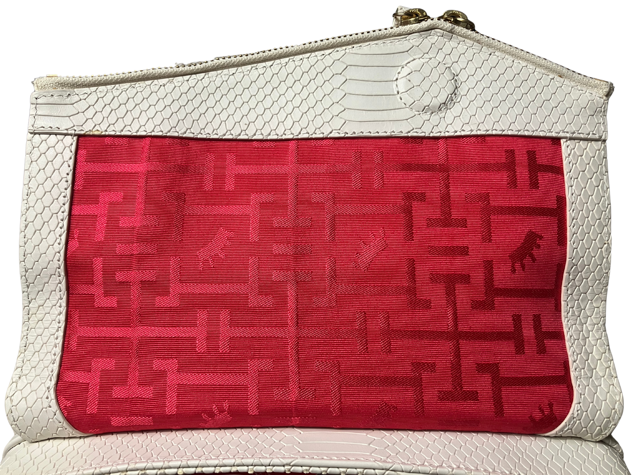 Elaine Turner White Snake-Embossed Envelope Clutch – Gold Hardware – NWT