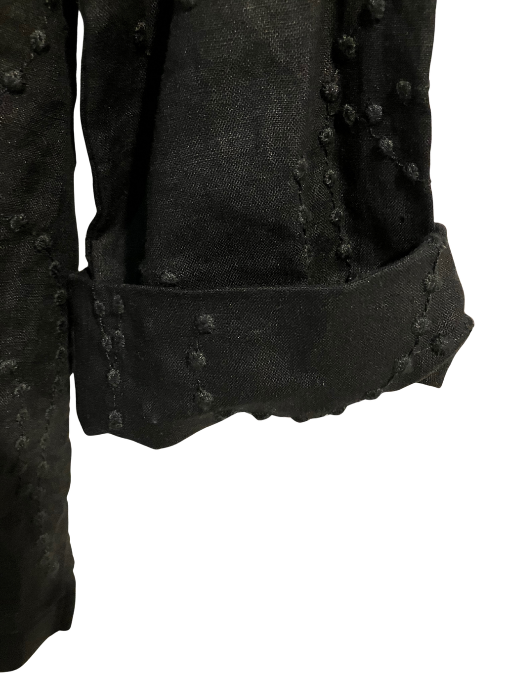 Jones New York Signature Black Linen Textured Shirt (Petite P/M)