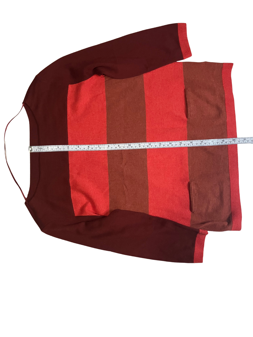 a.n.a Petite Striped Sweater Women's PS Terracotta Coral 3/4 Sleeve