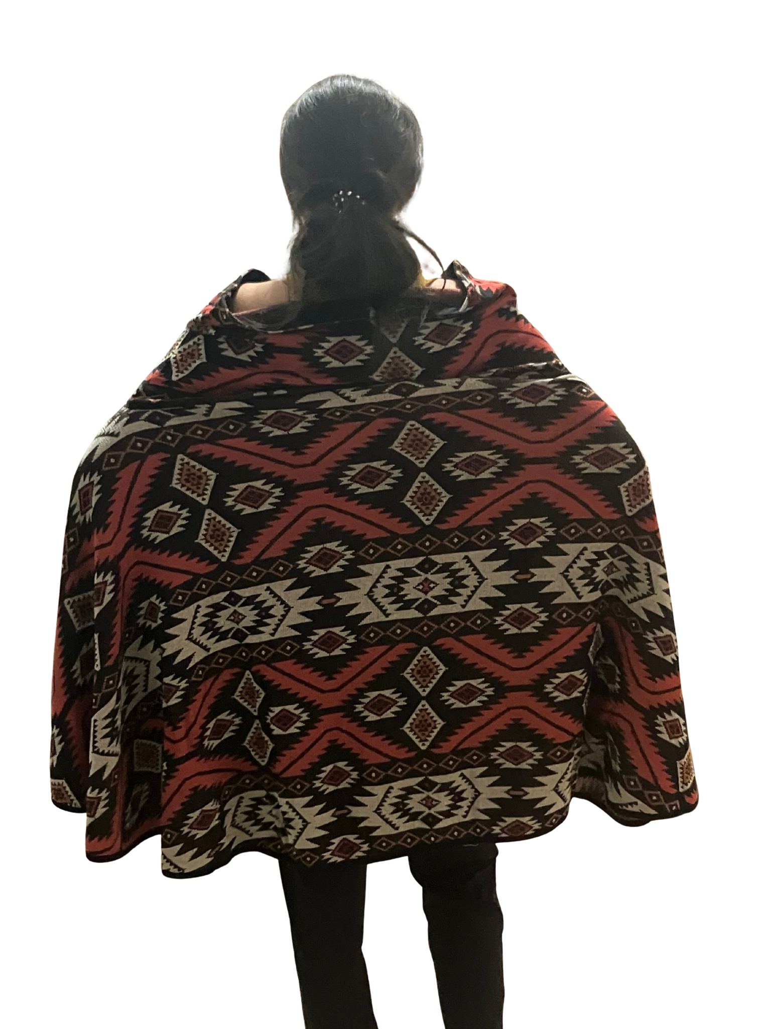 Peruvian Connection Pima Cotton Poncho Andean Geometric  Size XL