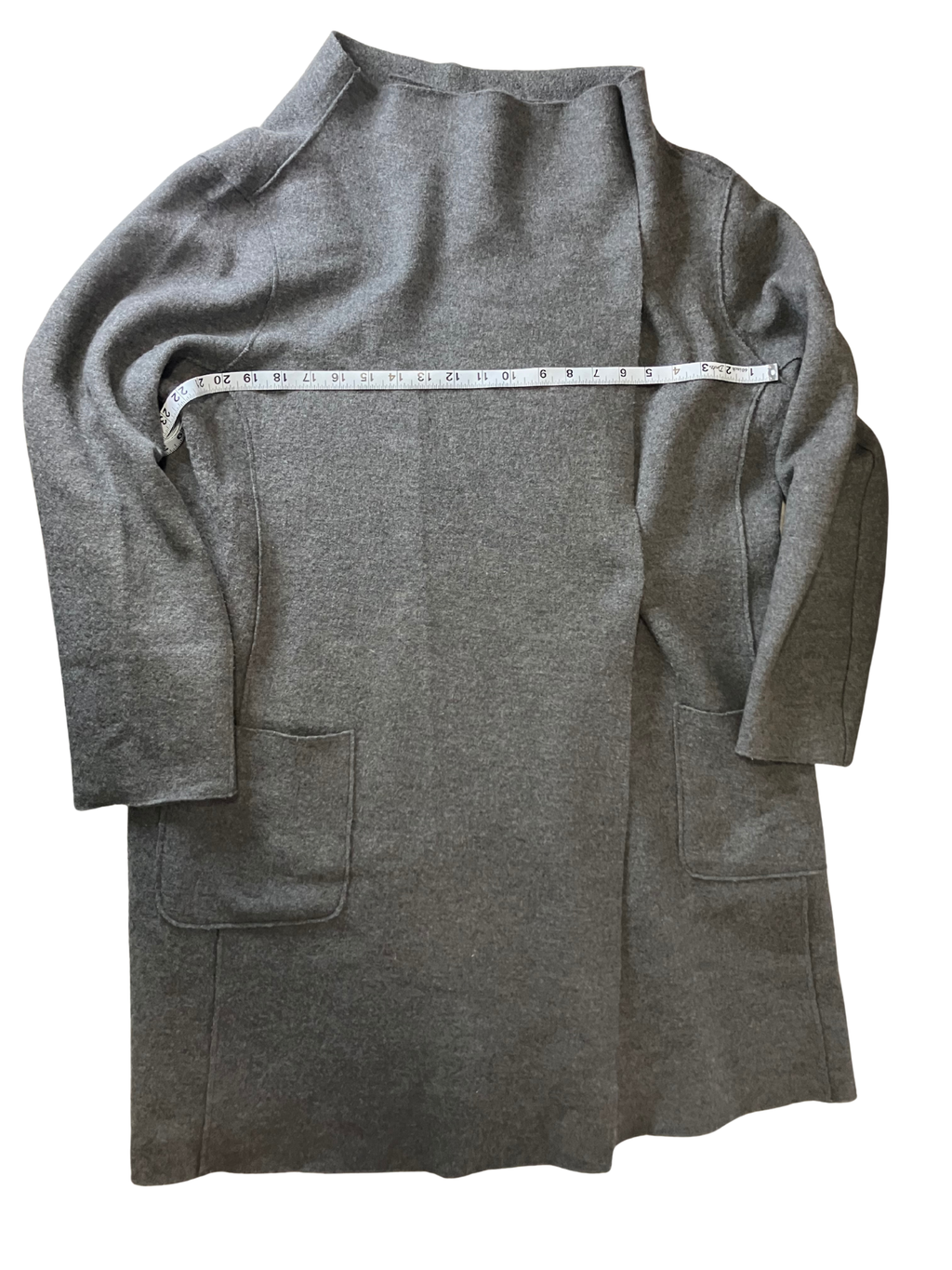 Eileen Fisher Gray Wool Coat Size L – Minimalist Open Front Jacket