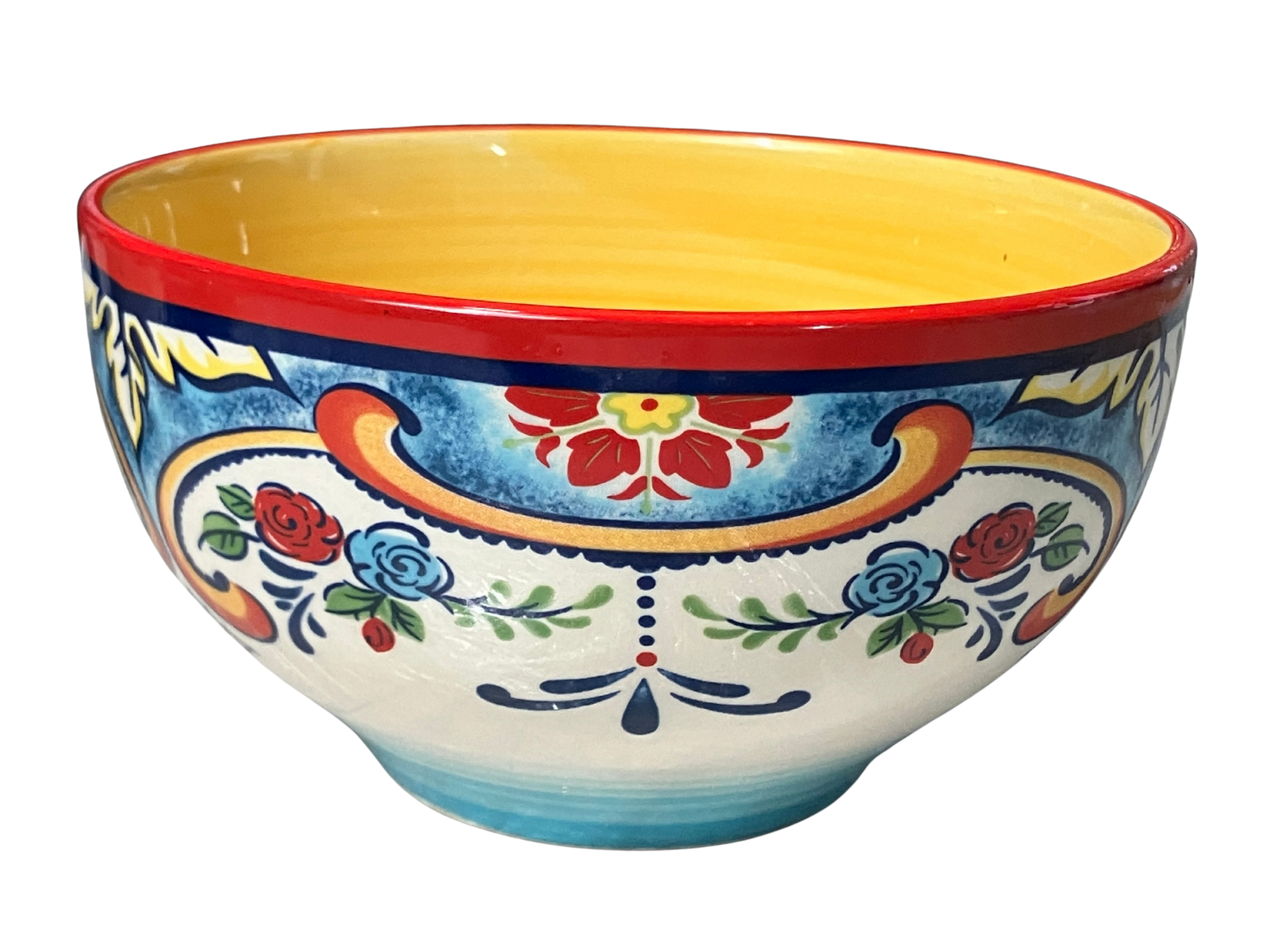 Euro Ceramica Hand-Painted Floral Mug & Bowl Set - 4 Mugs + 1 Bowl