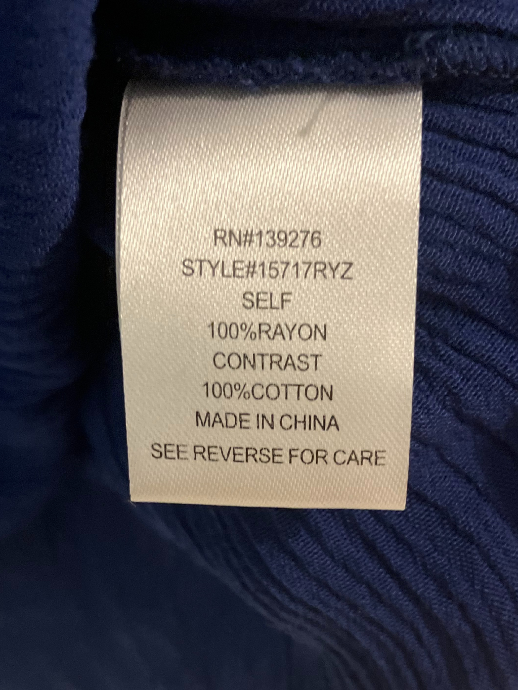 Navy Blue Cap Sleeve Top with Lace Detail - 100% Rayon Casual Blouse