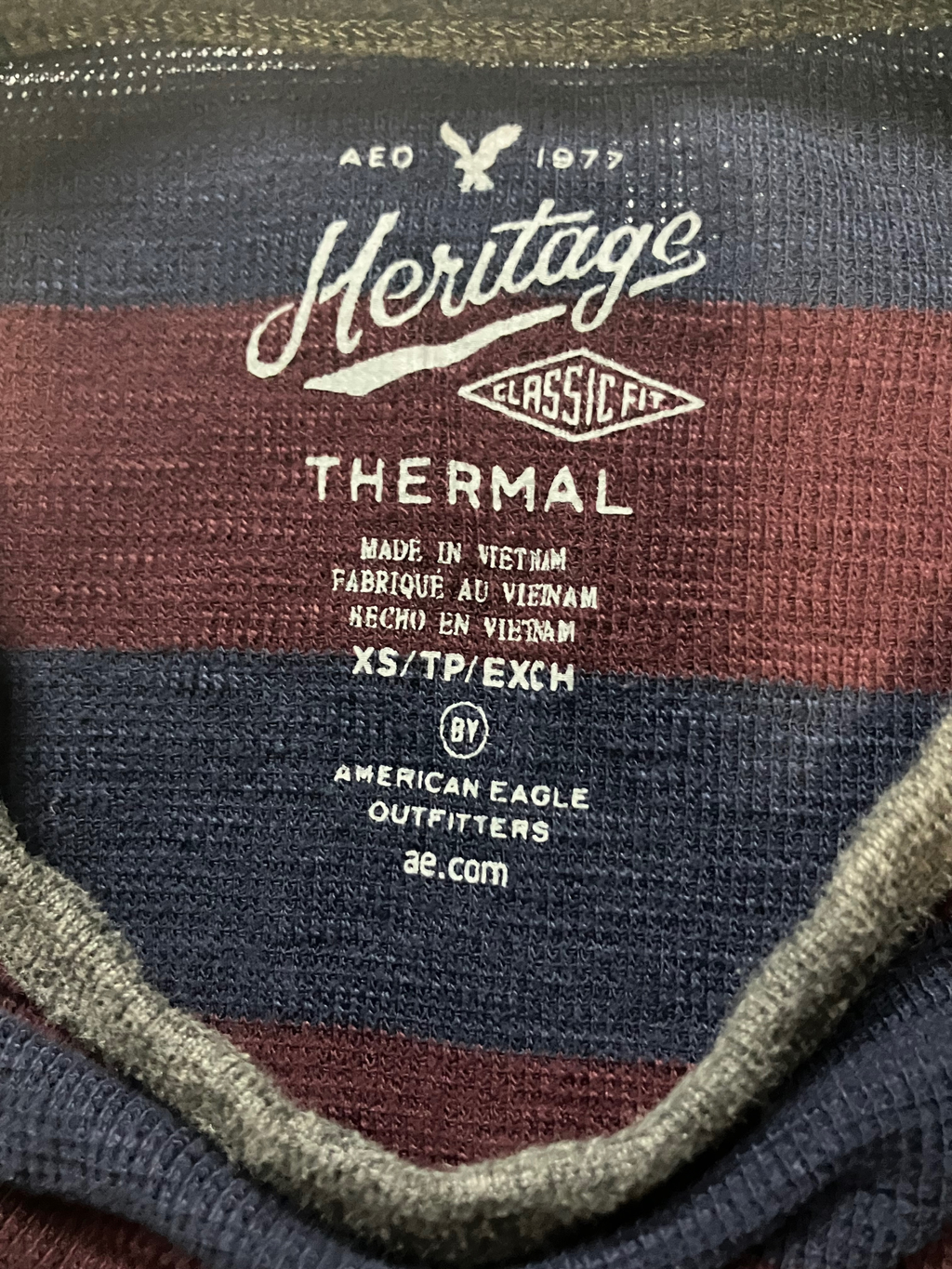 American Eagle AEO Heritage Striped Thermal Long Sleeve Shirt Men's XS