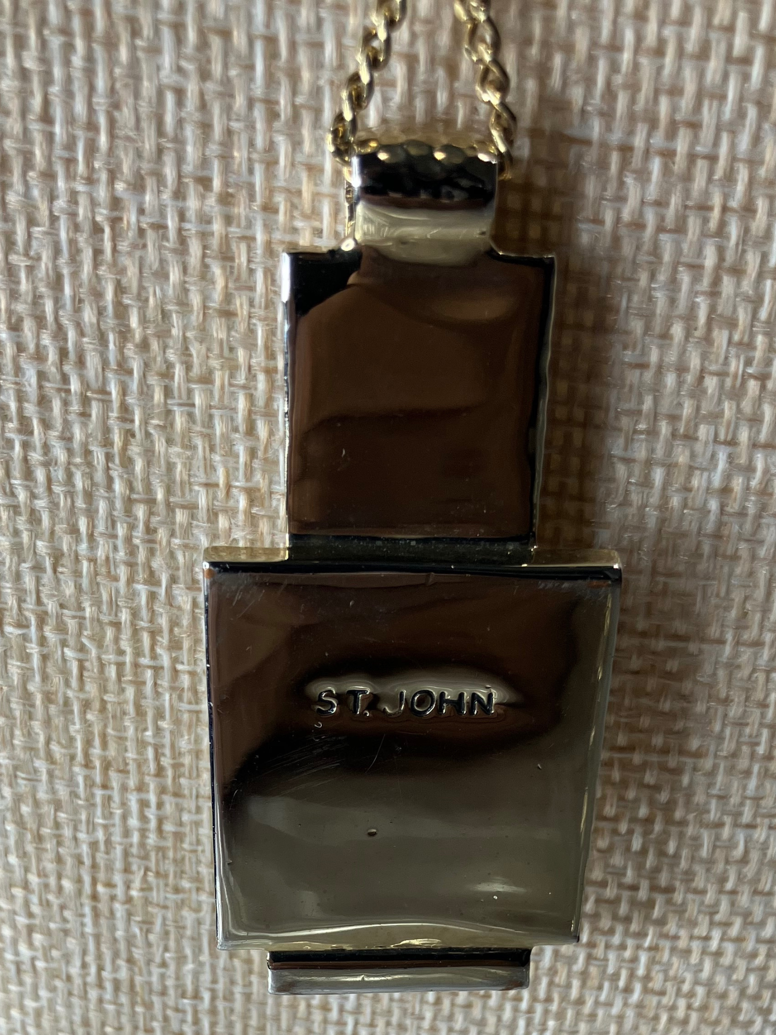 St. John Art Deco Geometric Pendant Necklace Gold-Tone Toggle Clasp