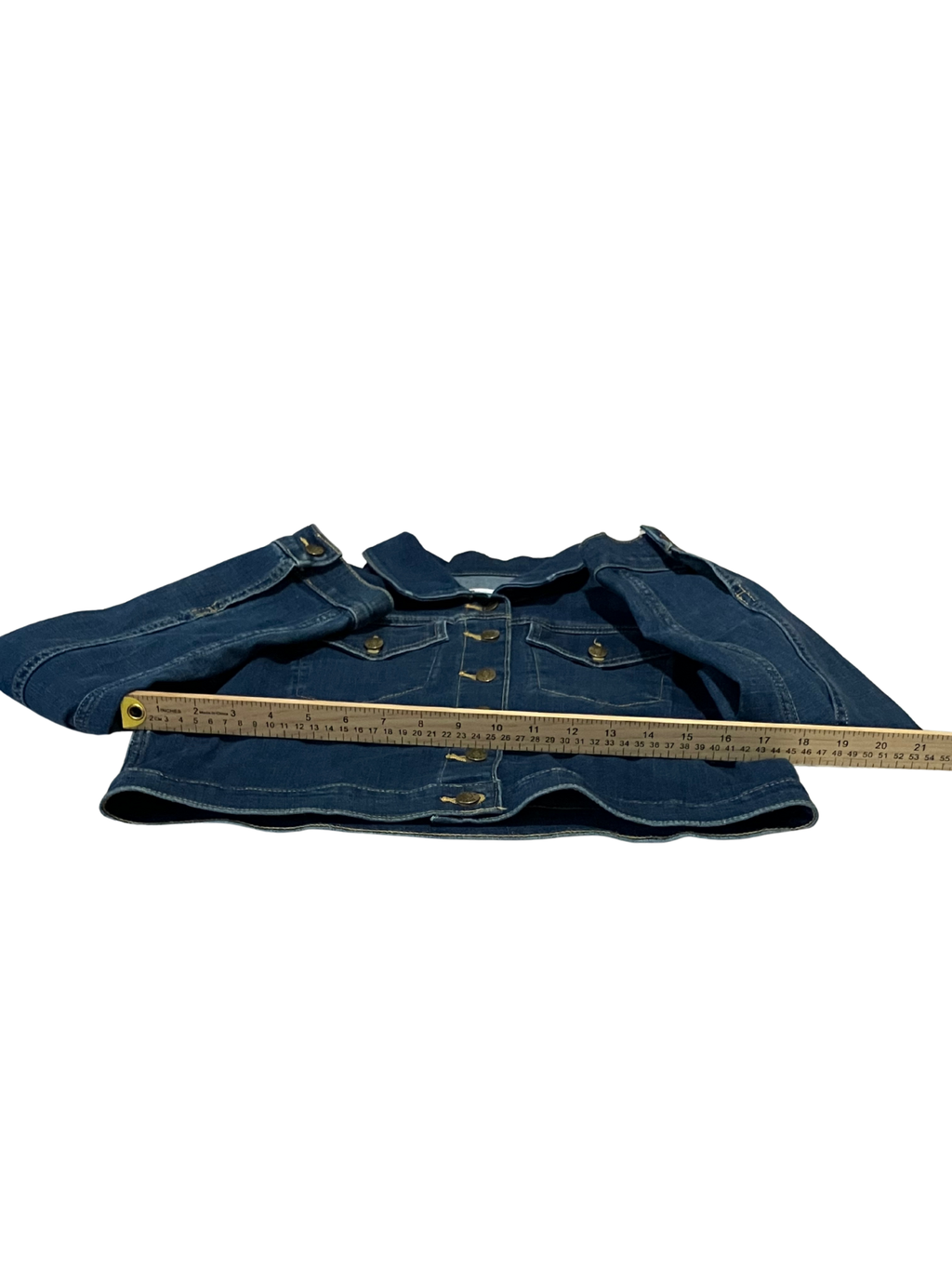 Calvin Klein Women’s Cropped Denim Jacket Blue Stretch Jean Size L