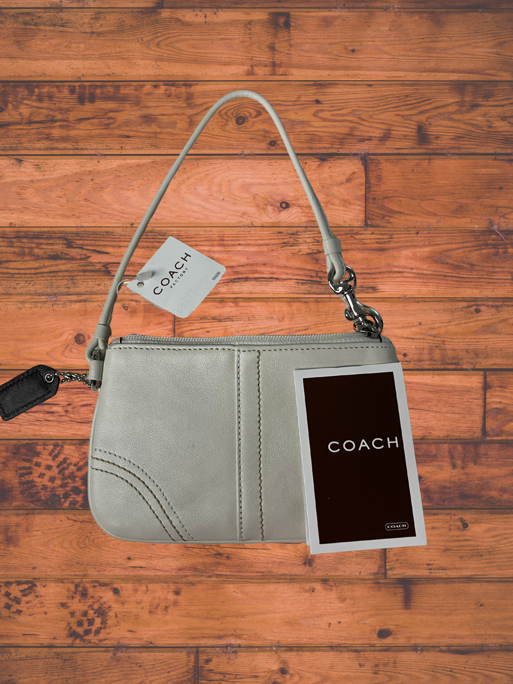 Coach — Shoulder Bag | Sage gray leather with gunmetal hardware · Sz OS