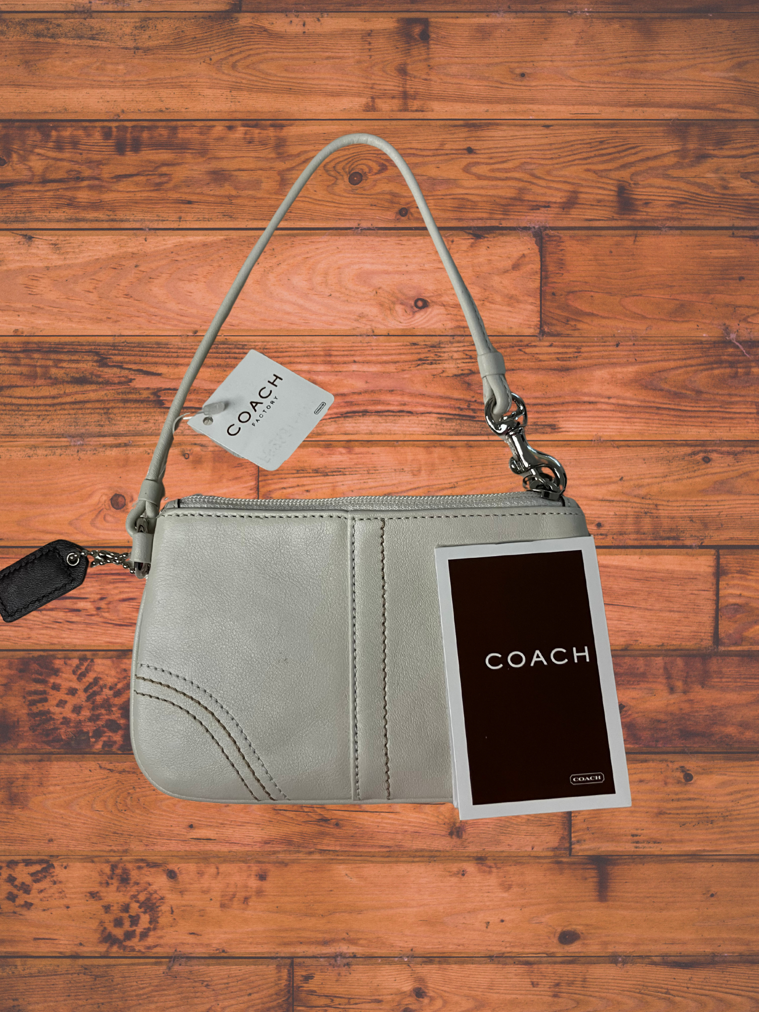 Coach — Shoulder Bag | Sage gray leather with gunmetal hardware · Sz OS