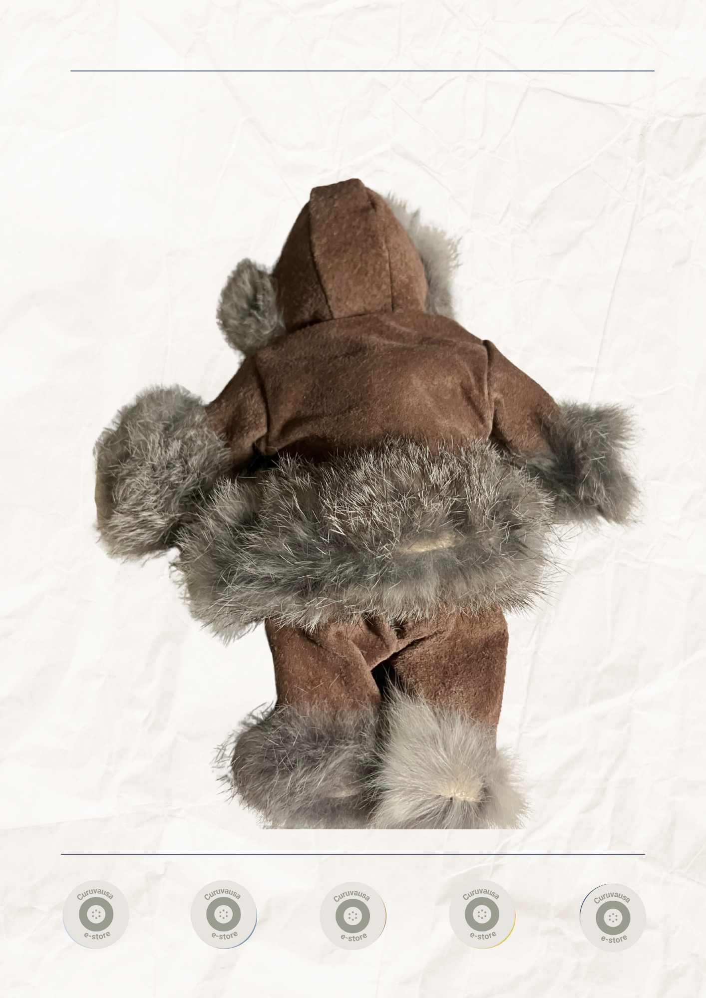 Vintage Porcelain Eskimo Doll with Faux Fur Hood – The Broadway Collection – Hand Painted – 10”