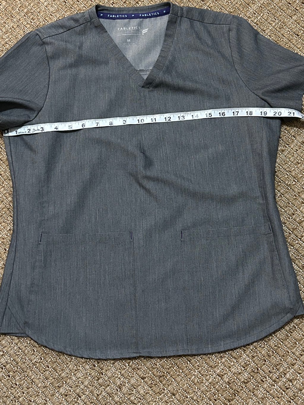 Fabletics — Blouse | Heather gray utility, scrub-style polish · Sz M