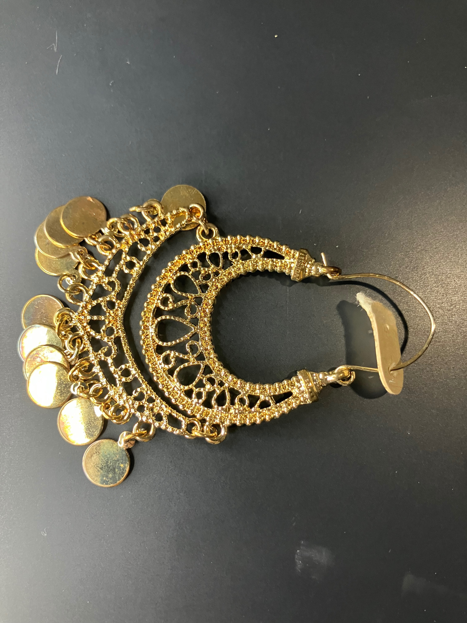 Riah Fashion Boho Chandelier Earrings Gold Filigree Coin Dangle