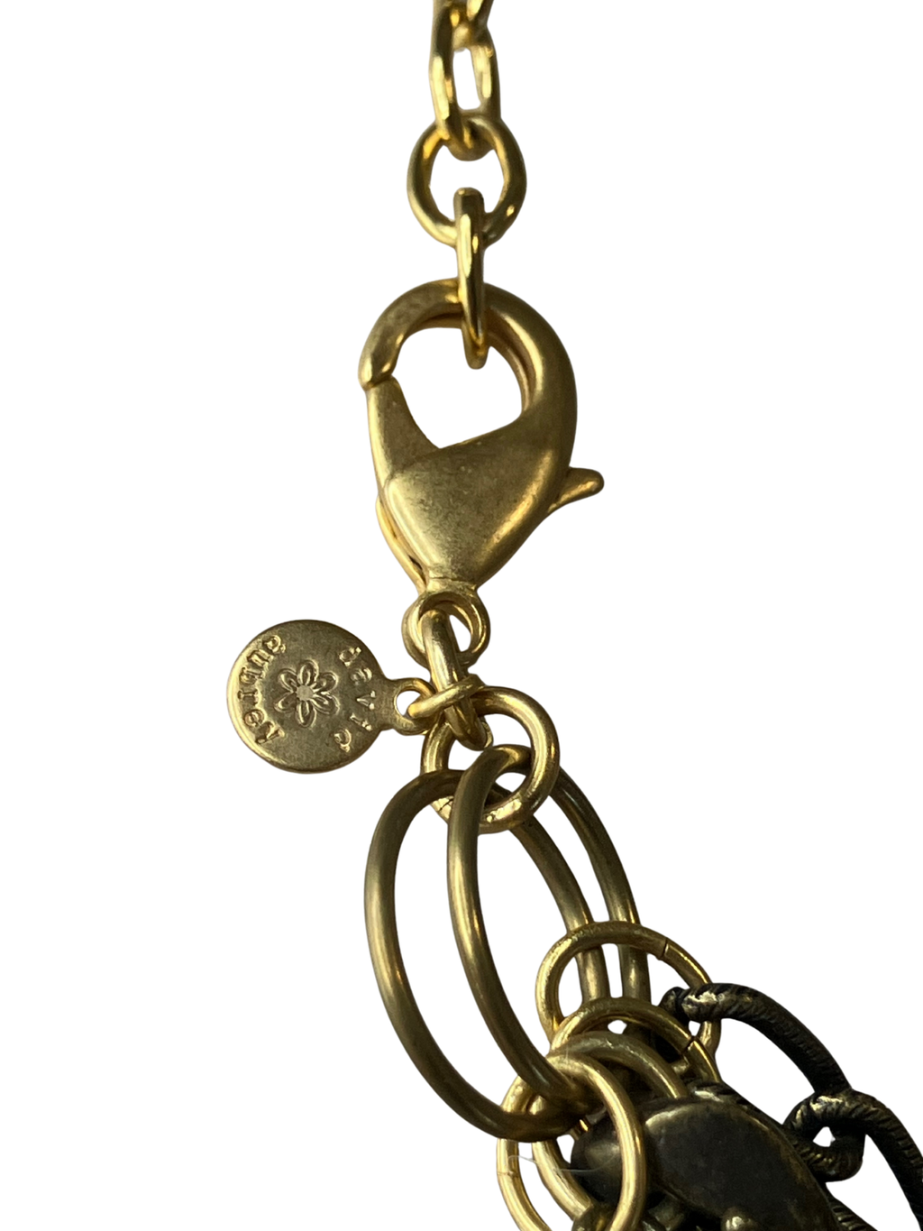 David Aubrey Multi-Layer Statement Necklace Antique Gold Bronze Chains