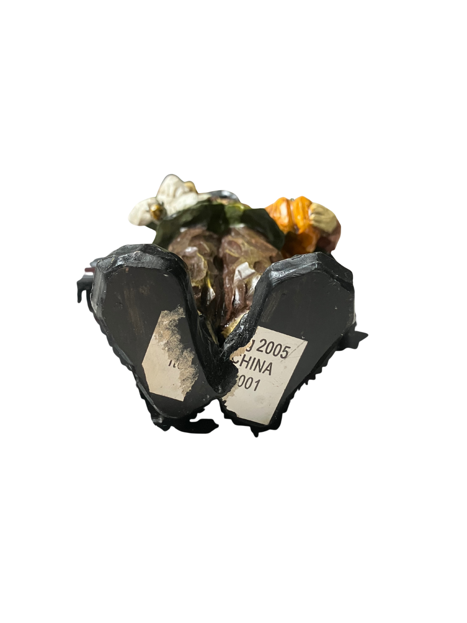 Vintage Thanksgiving Pilgrim Figurine with Goose & Pumpkin - 9" Resin