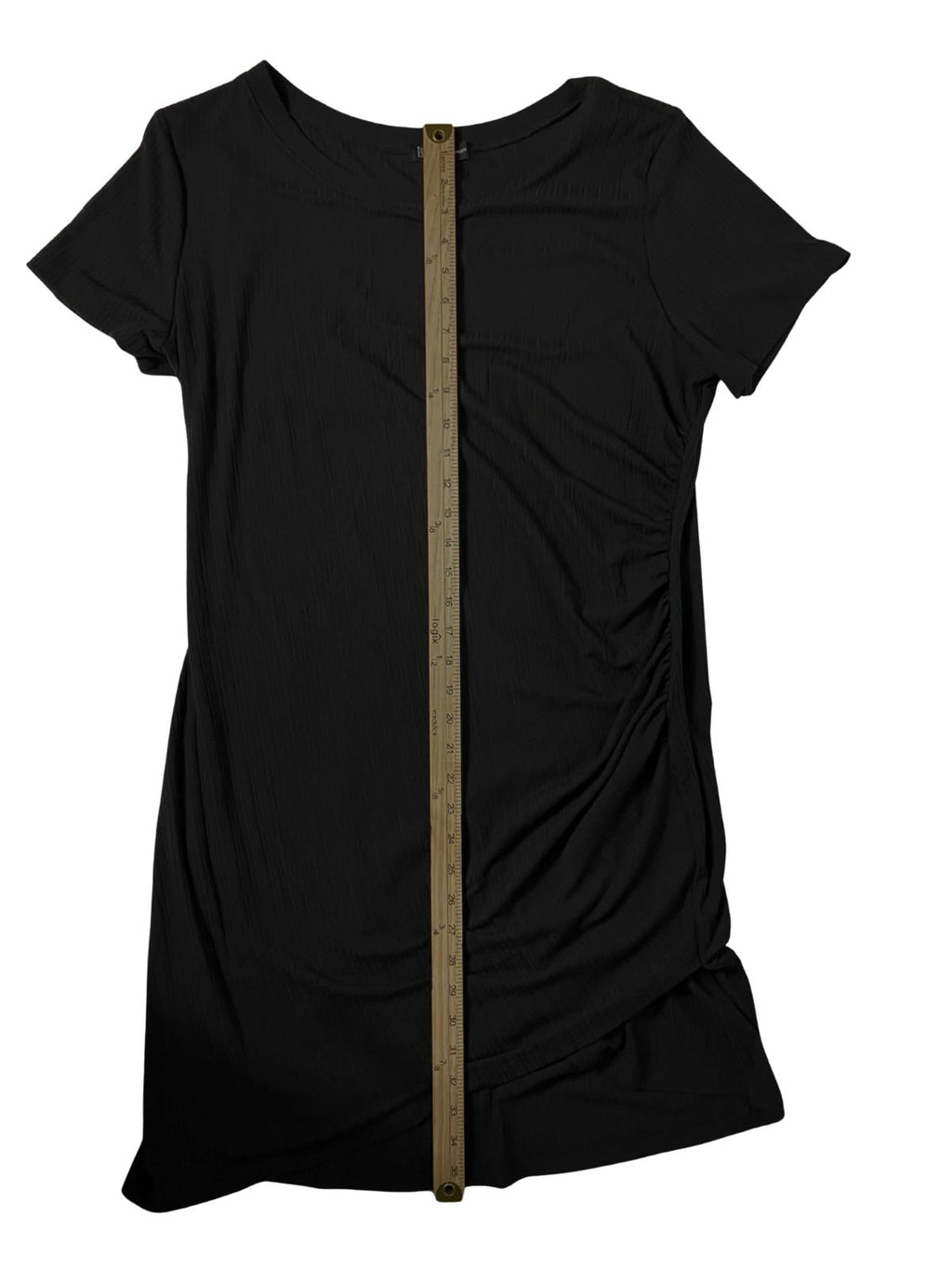 INC International Concepts — Dress | Ruched black stretch, short sleeve · Sz XL
