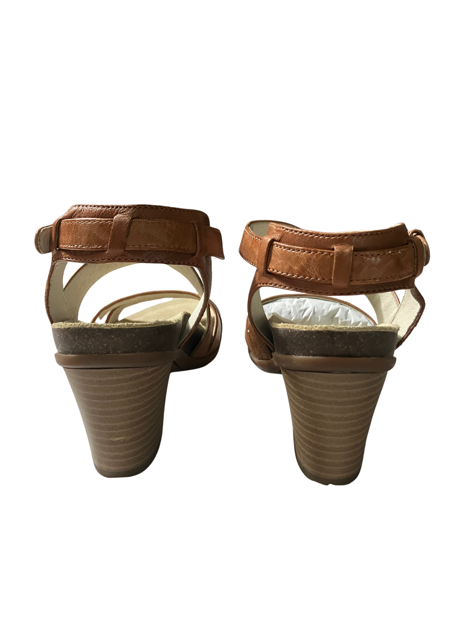 Abeo Biana Brown Leather Heeled Sandals - Size 6 Narrow