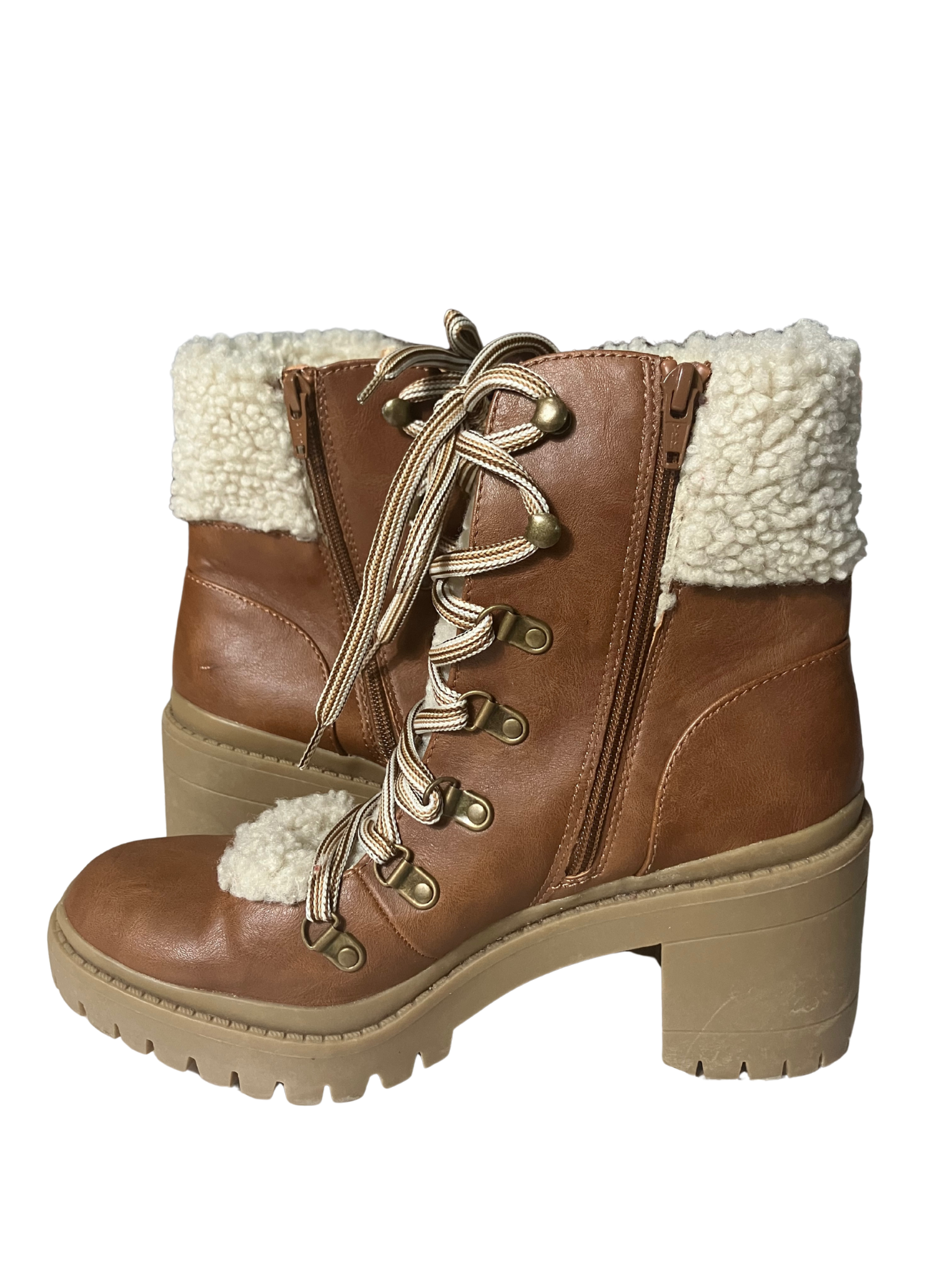 Universal Thread Brown Sherpa-Lined Lace-Up Winter Boots - Size 9.5