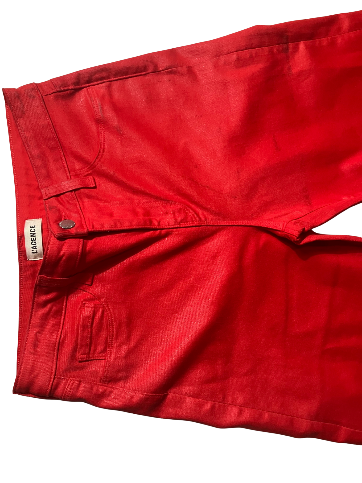 L'AGENCE Red High-Rise Straight Leg Jeans - Size 27 Stretch Denim