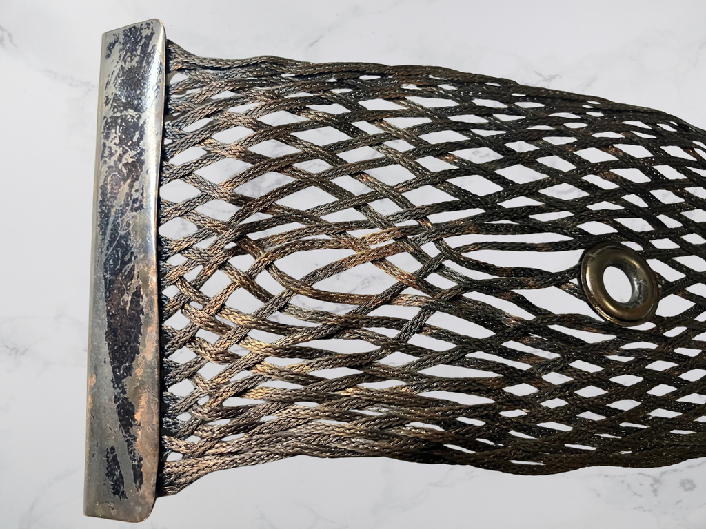 Sarah Cavender — Woven Metal Belt | Oxidized bronze mesh, signed wearable art · Sz 43