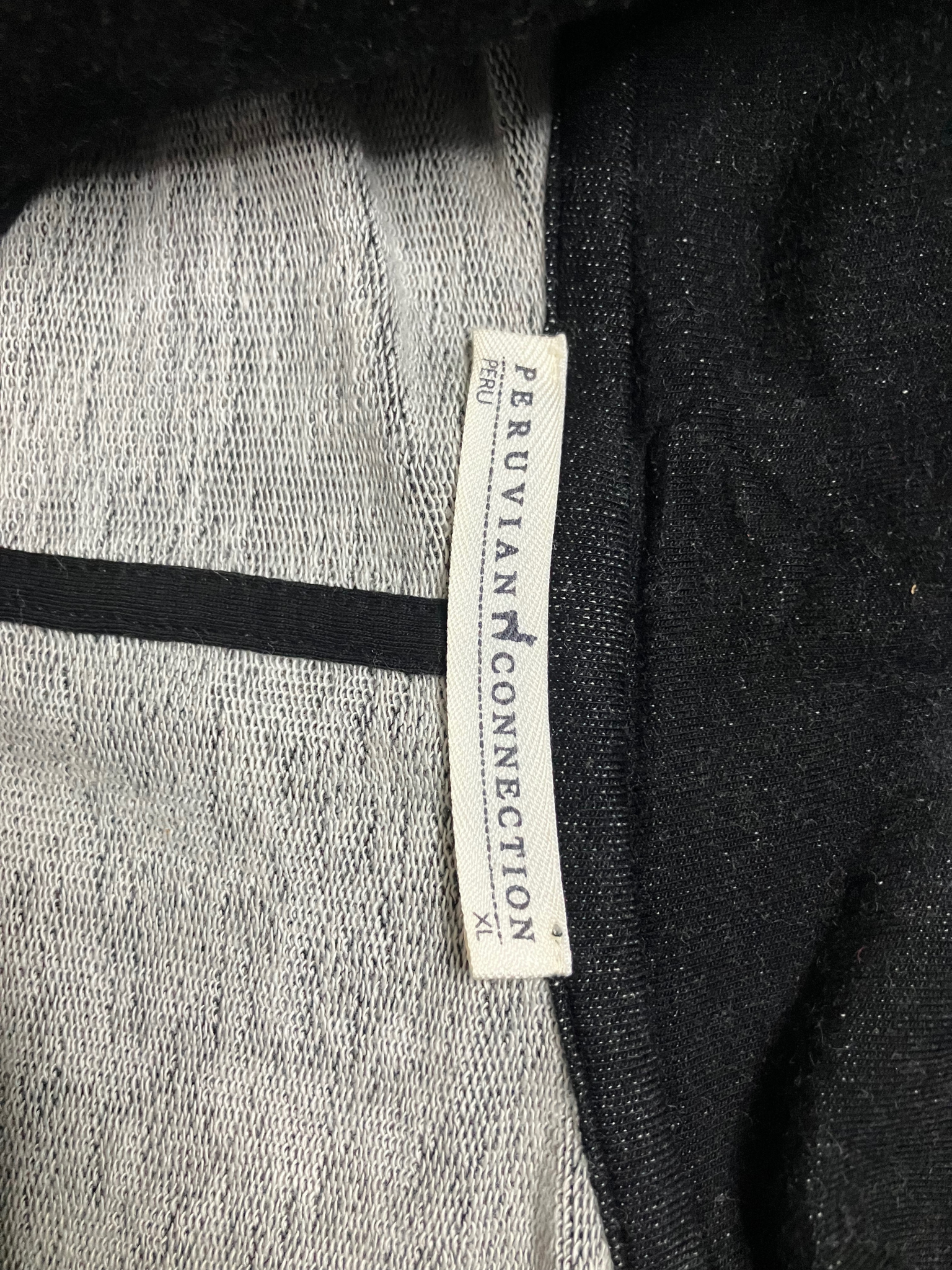 Peruvian Connection Black Open Front Cardigan Jacket Size XL