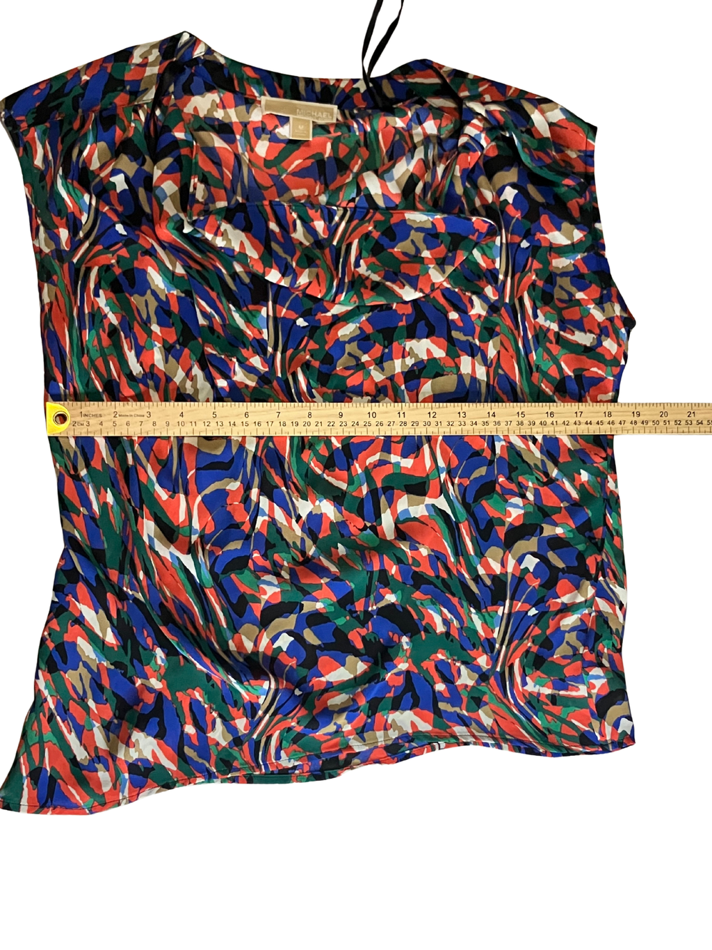 Michael Kors — Sleeveless Blouse | Multicolor abstract print, relaxed drape · Sz M