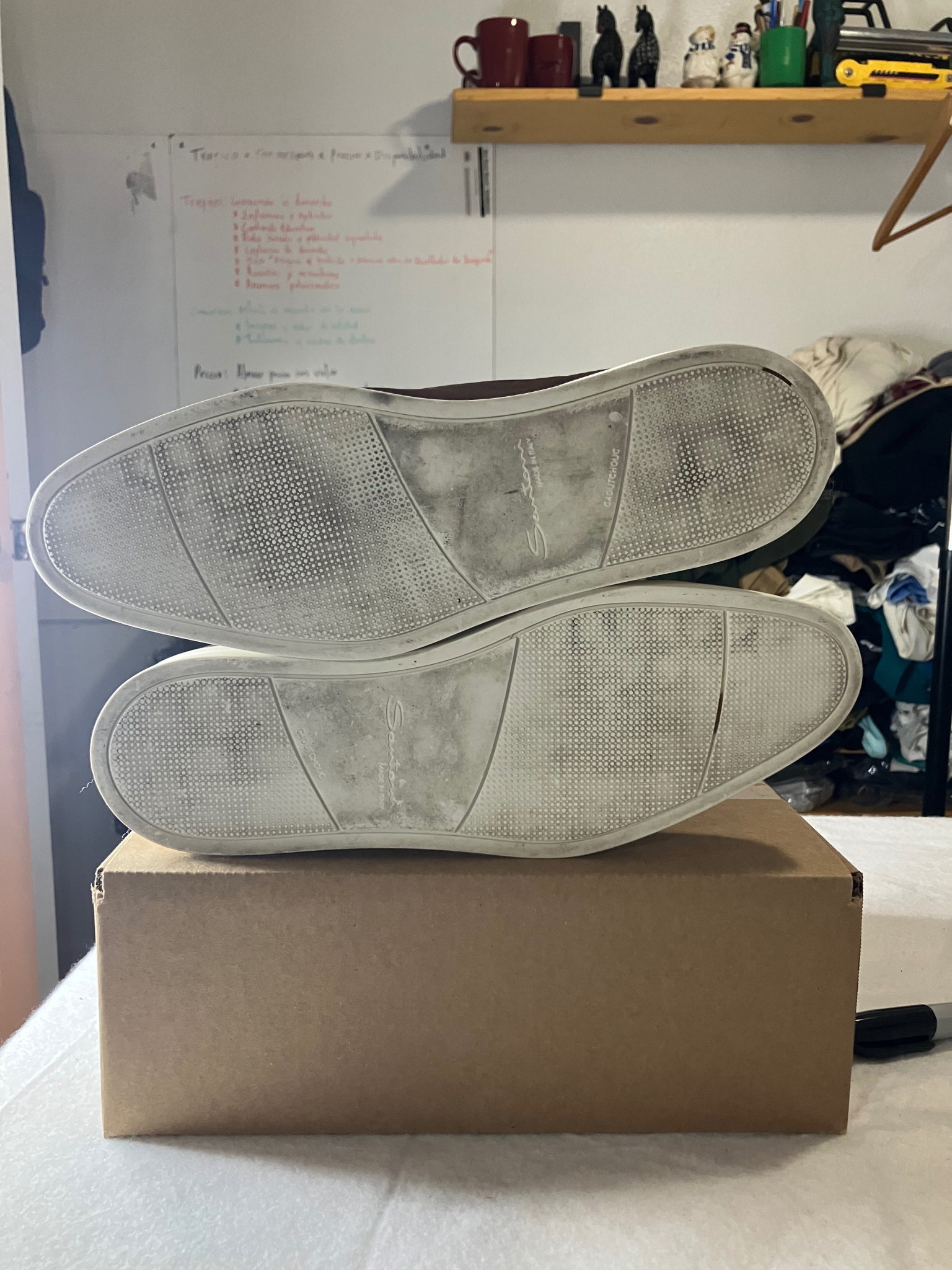 Santoni Made in Italy Brown Patina Leather Slip-On Cupsole Sneakers