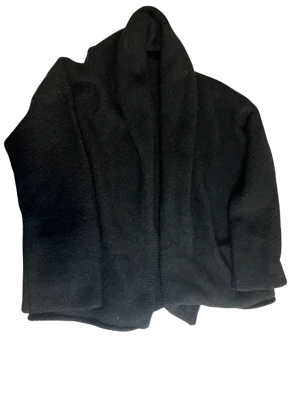 Peruvian Connection Black Bouclé Shawl Collar Cardigan Coat Size L NWT