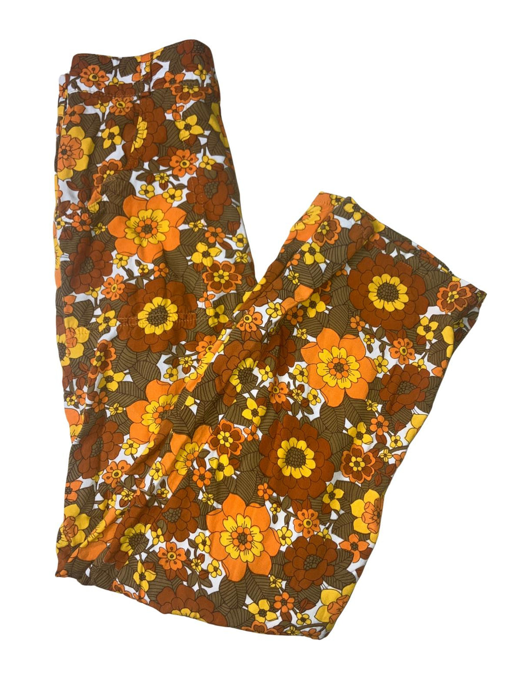 Her Pony — Wide-Leg Pants | 1970s retro floral, 100% rayon · Sz 6
