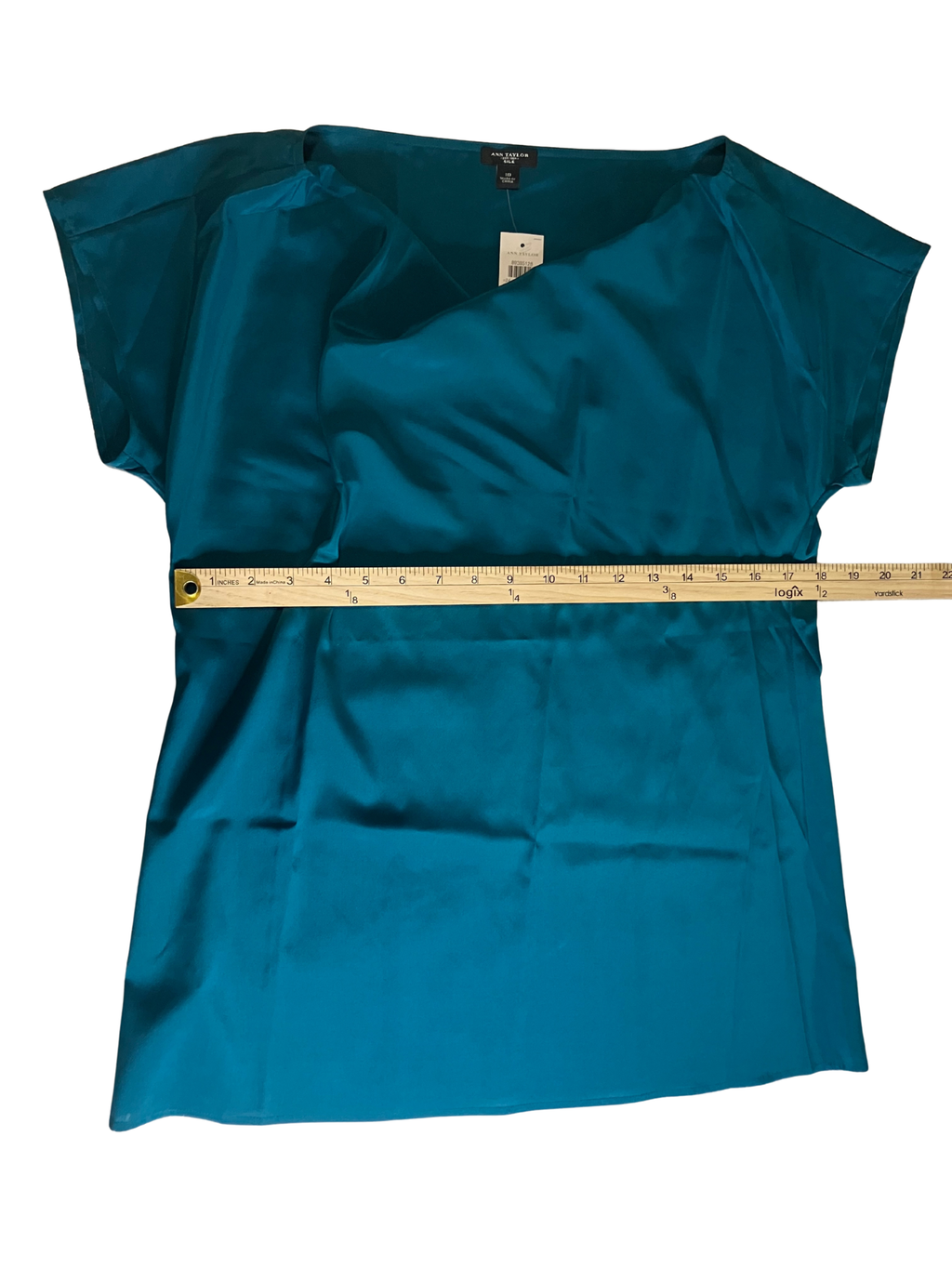 Ann Taylor Silk Blouse Size 10 Teal - NWT Cowl Neck Cap Sleeve