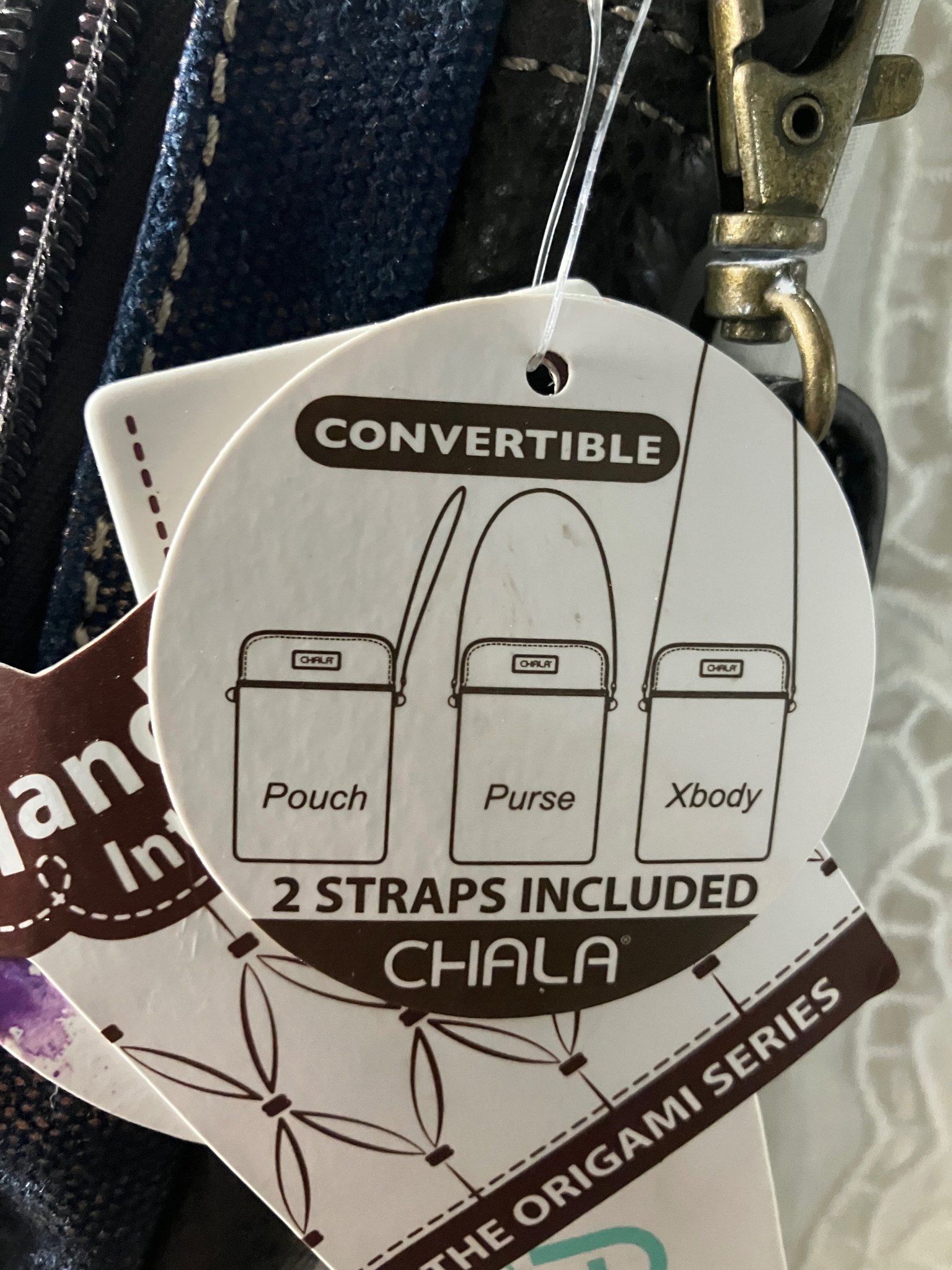 Chala Blue Canvas Convertible Mini Crossbody Bag - Dragonfly Charm