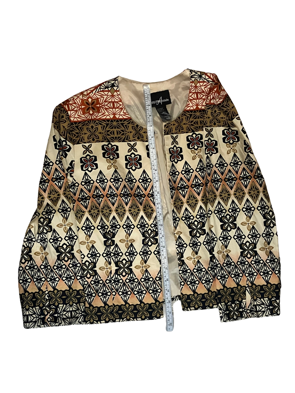 Positive Attitude Geometric Floral Print Jacket Women's L Lightweight Cotton